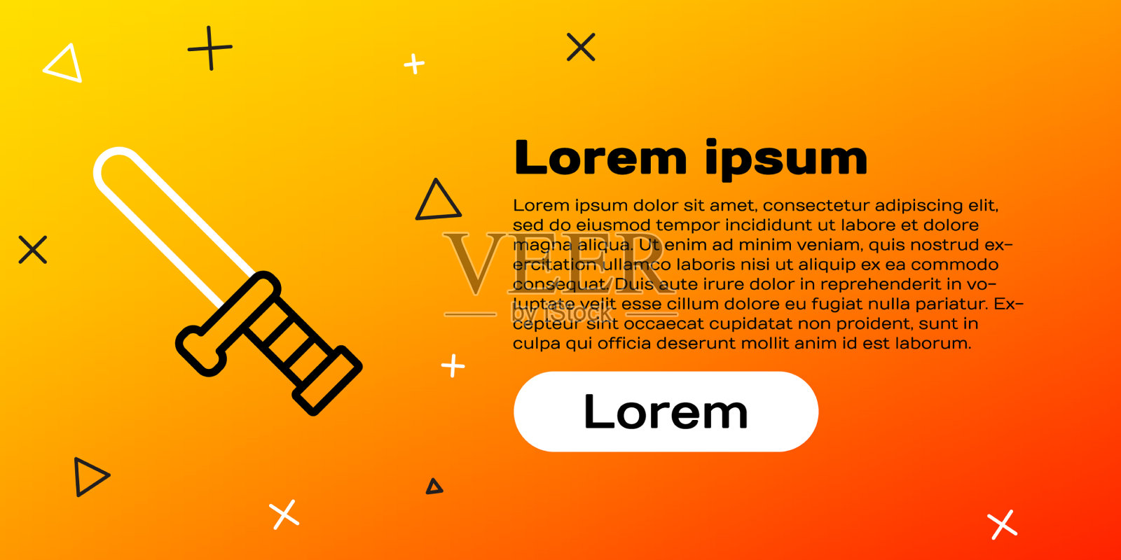 线警橡皮警棍图标孤立在黄色插画图片素材