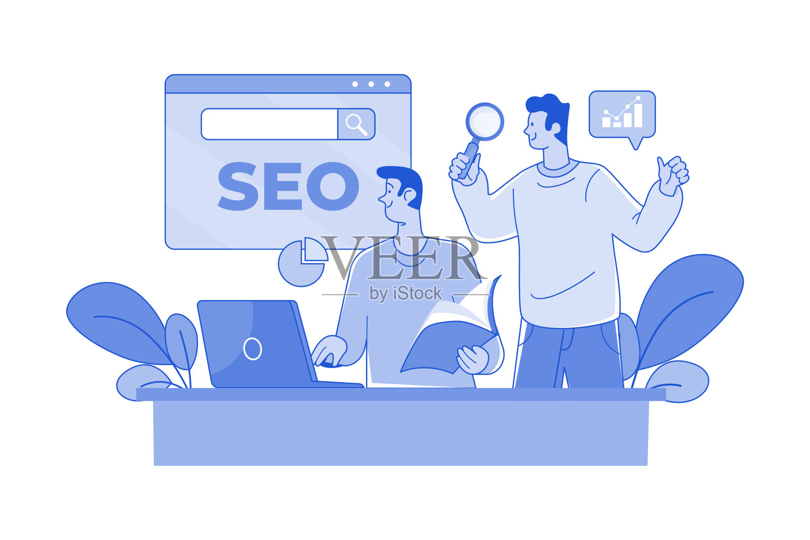 搜索引擎优化插图概念在白色的背景插画图片素材