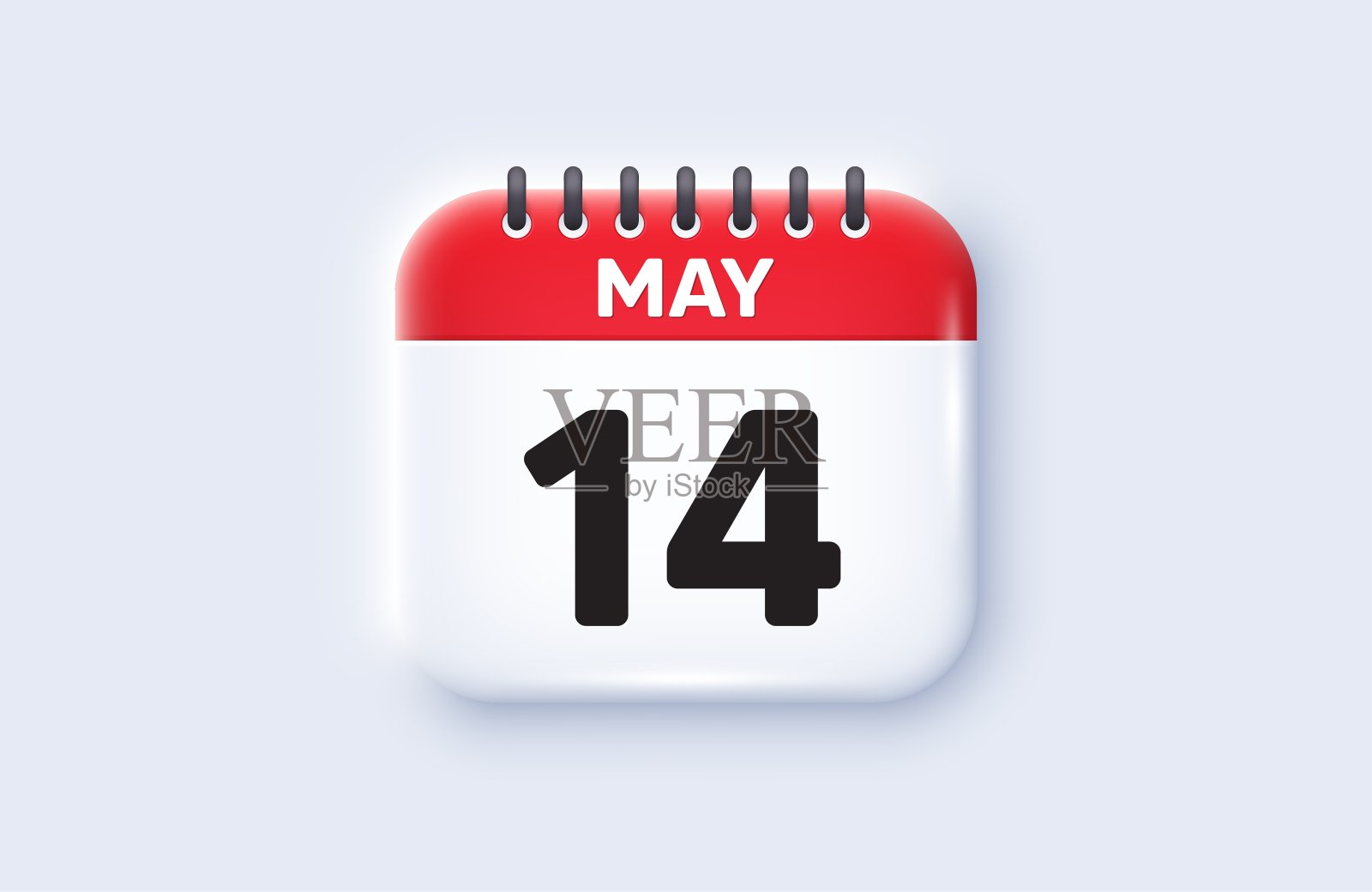 每月的第14天图标。活动日程日期。日历日期3d图标。向量插画图片素材