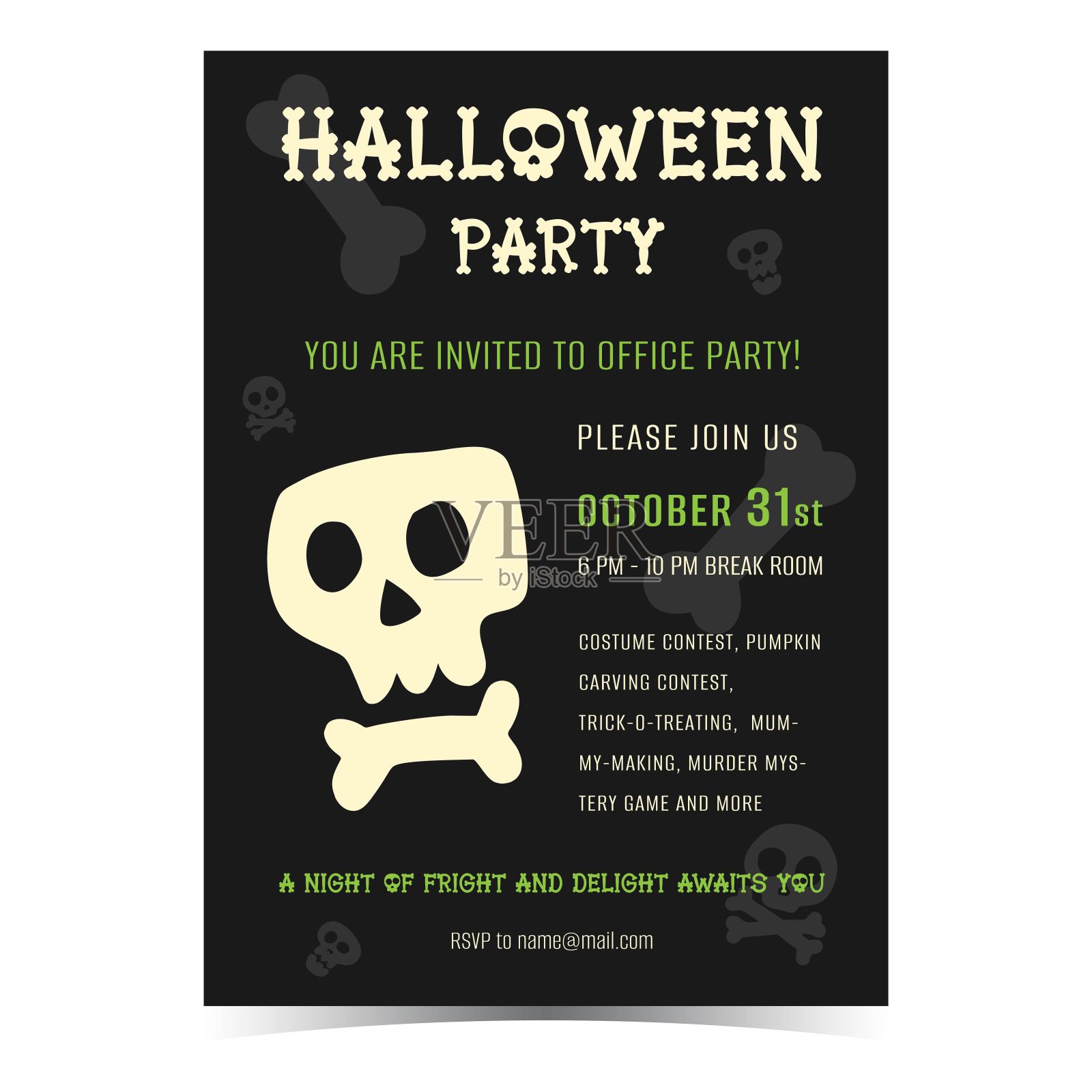 万圣节办公室派对传单插画图片素材