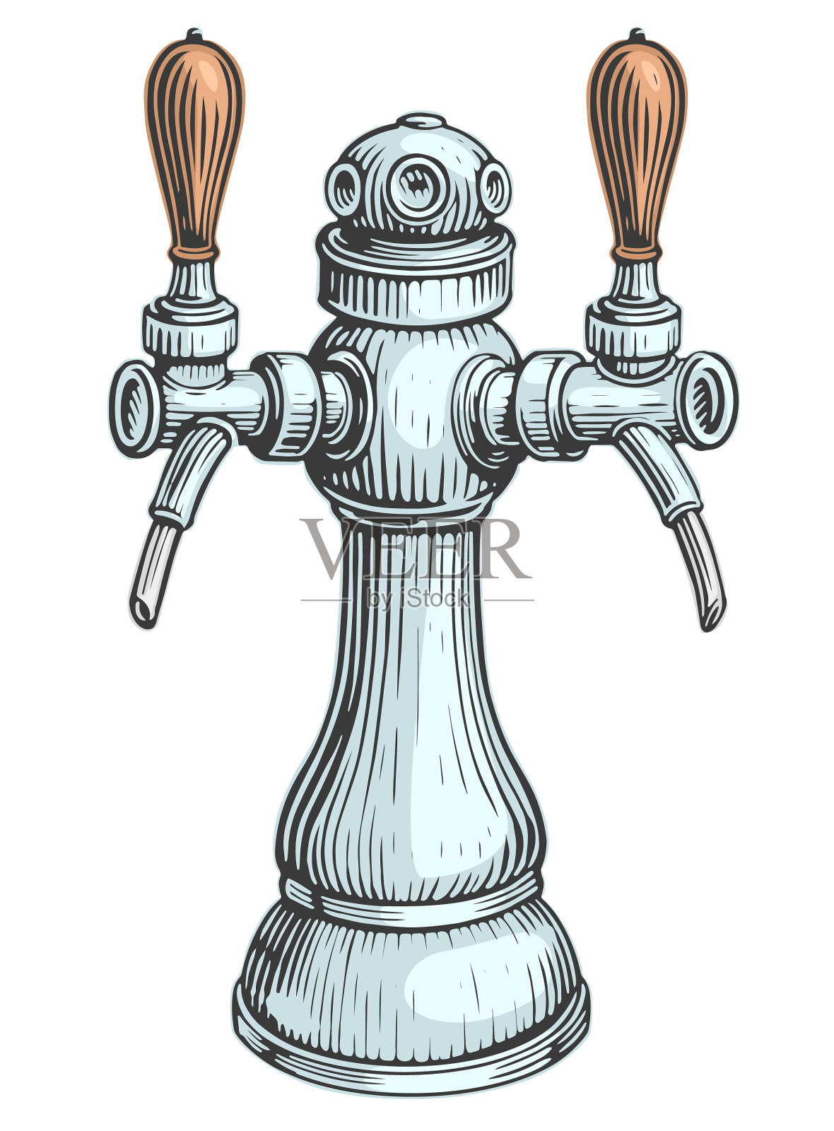 啤酒龙头用于啤酒厂、酒吧或酒馆生产啤酒插画图片素材