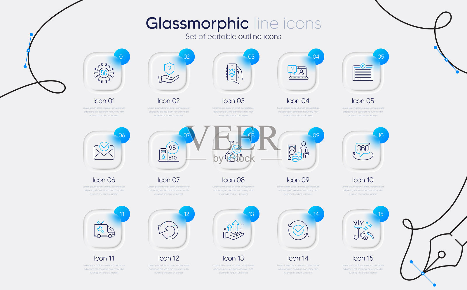 一套电动应用真空吸尘器和批准插画图片素材