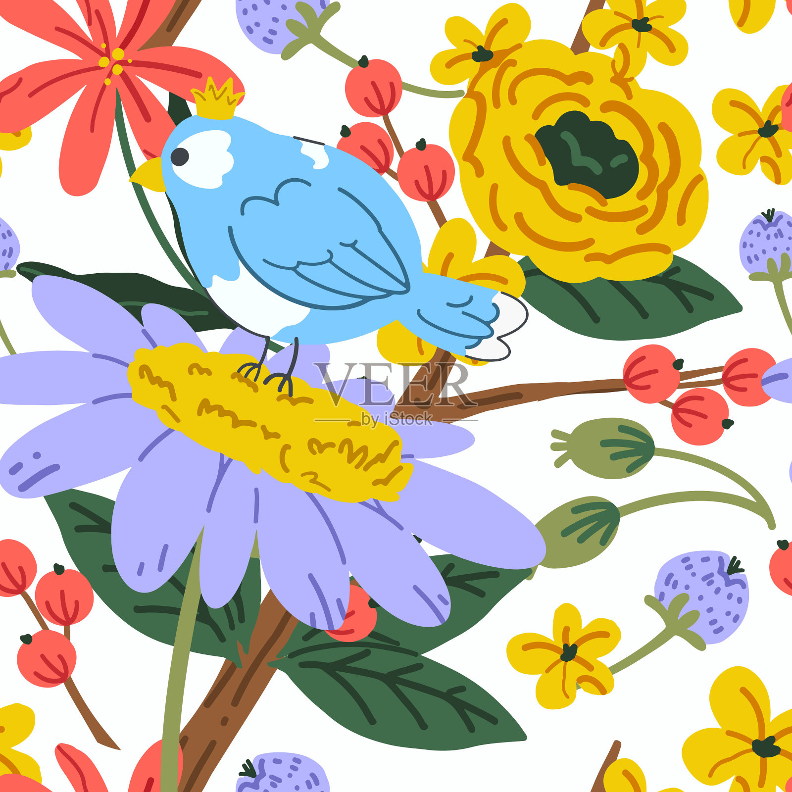 卡通无缝花纹插画图片素材