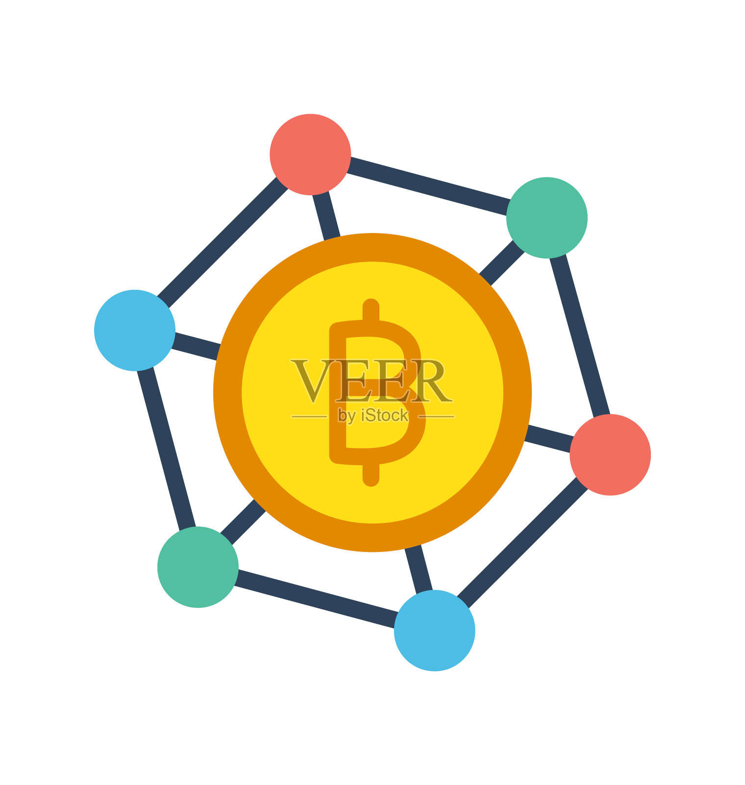 比特币俱乐部,比特币网络,区块链,比特币结构完全可编辑的矢量图标插画图片素材