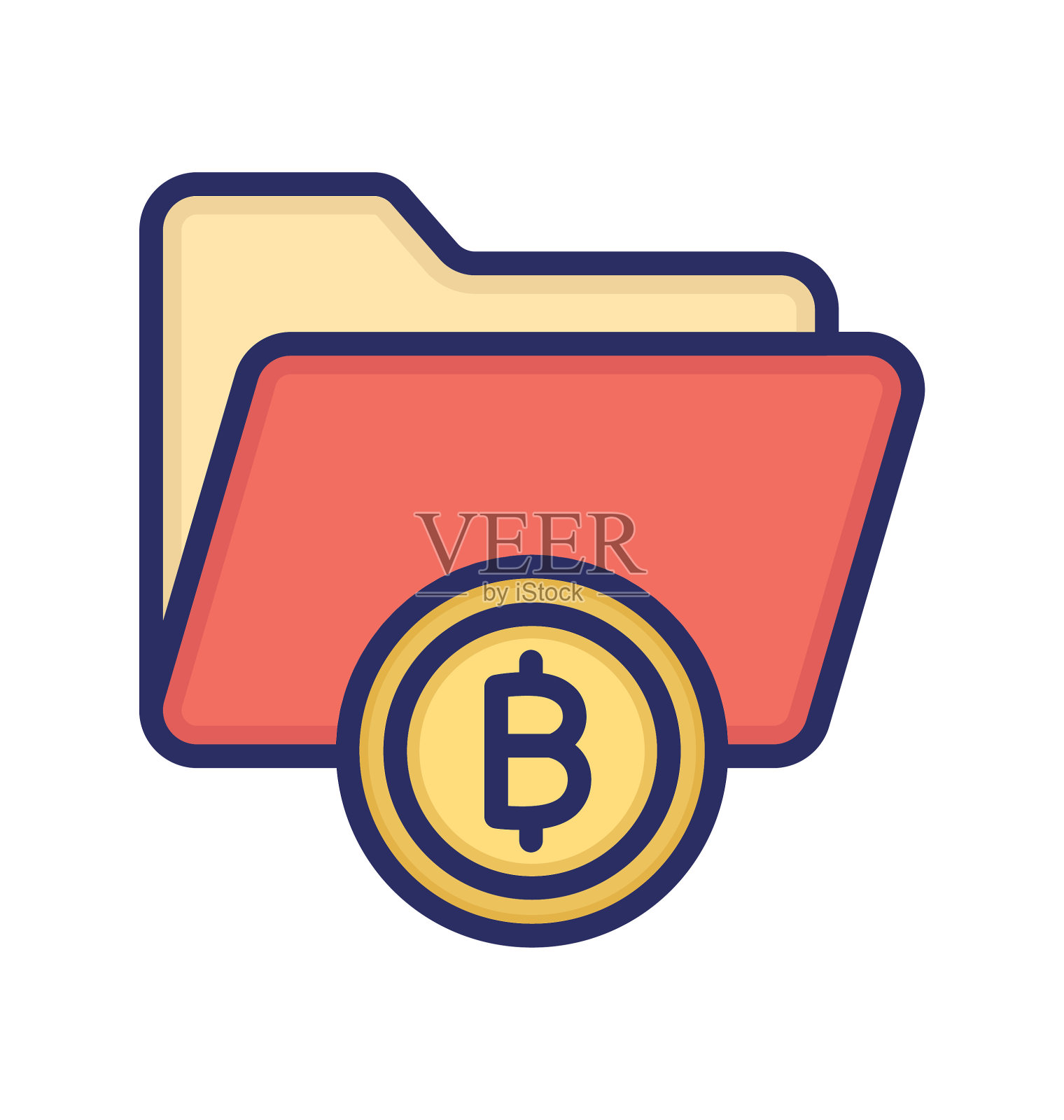 比特币文件夹,比特币数据文件夹,比特币数据存储,比特币数据文件完全可编辑的矢量图标插画图片素材