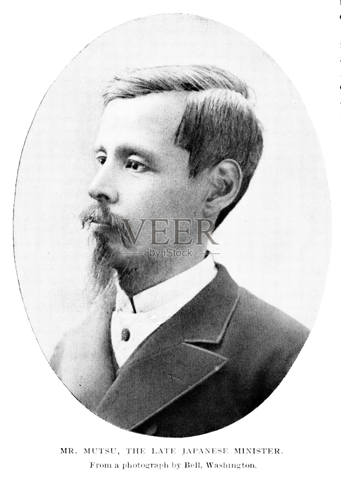 Mutsu Munemitsu照片肖像,日本外相,19世纪世界政治和历史插画图片素材
