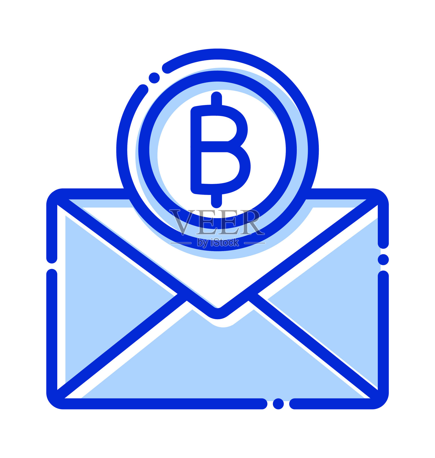 比特币信封,比特币邮件,比特币邮资,加密货币信封完全可编辑的矢量图标插画图片素材