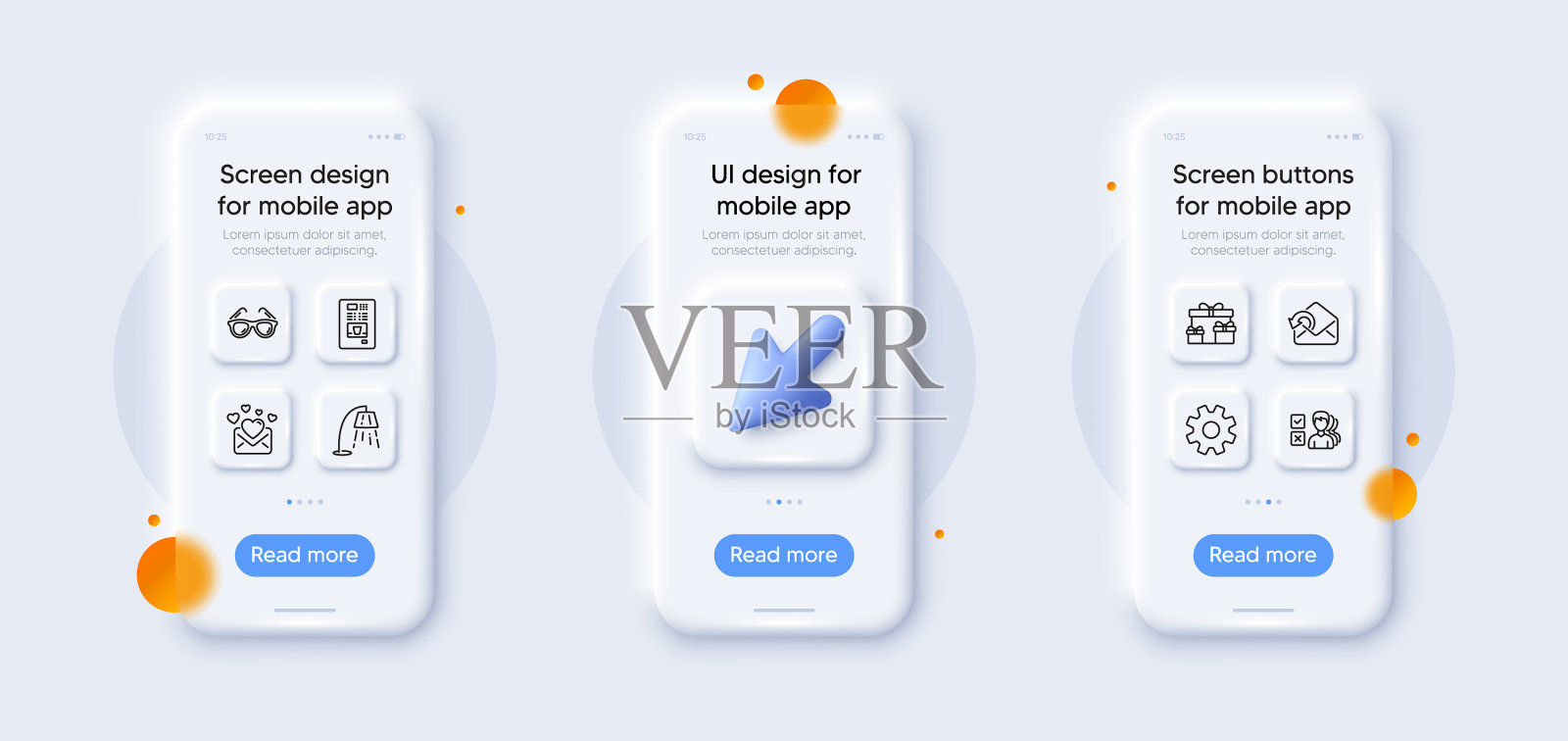 发送邮件惊喜箱和意见线图标插画图片素材