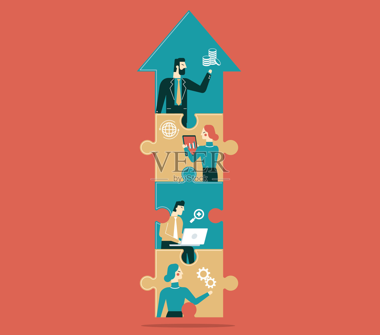 团队合作-商务人士插画图片素材