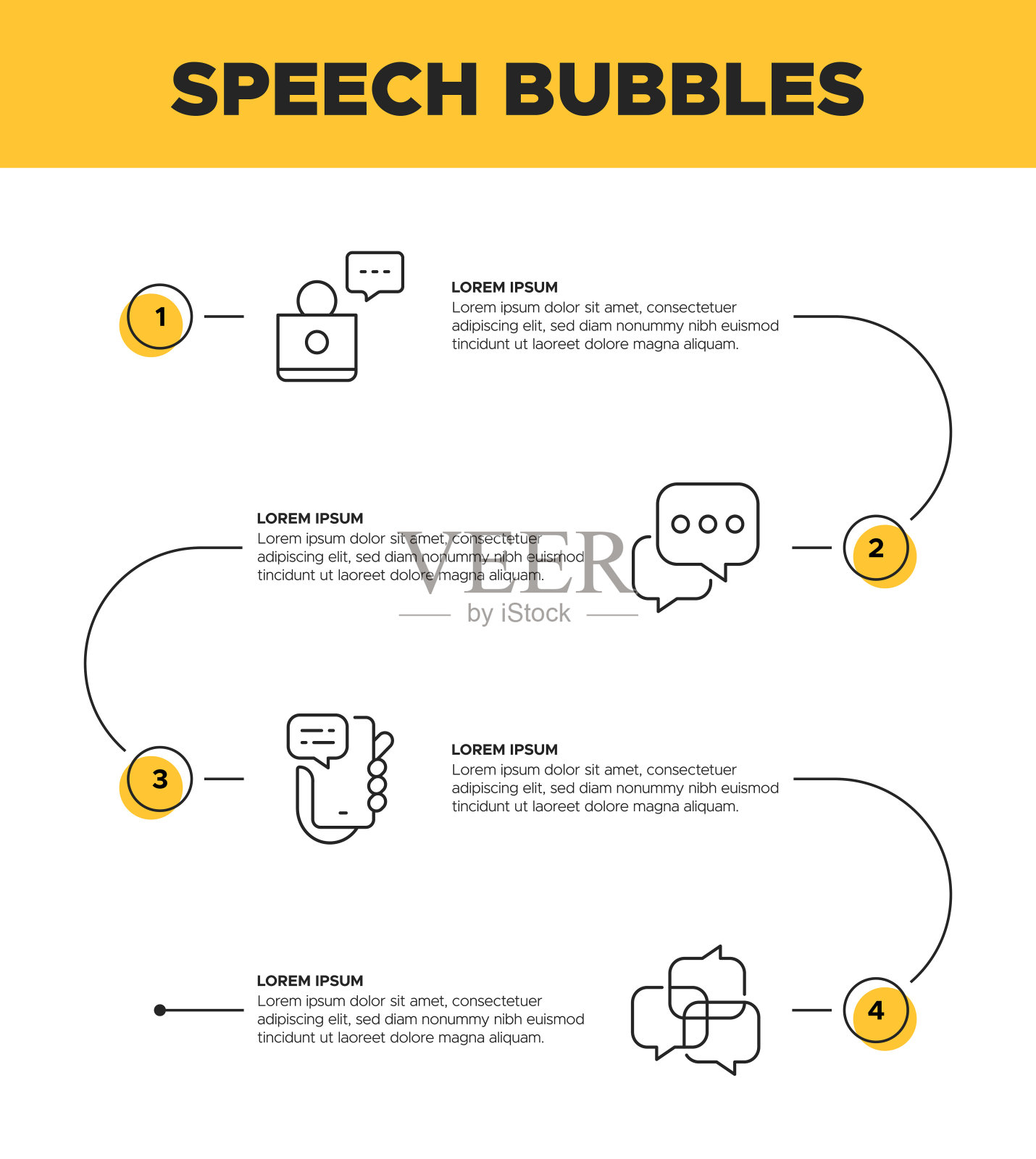 语音气泡信息图表模板-在线消息,消息,通信插画图片素材
