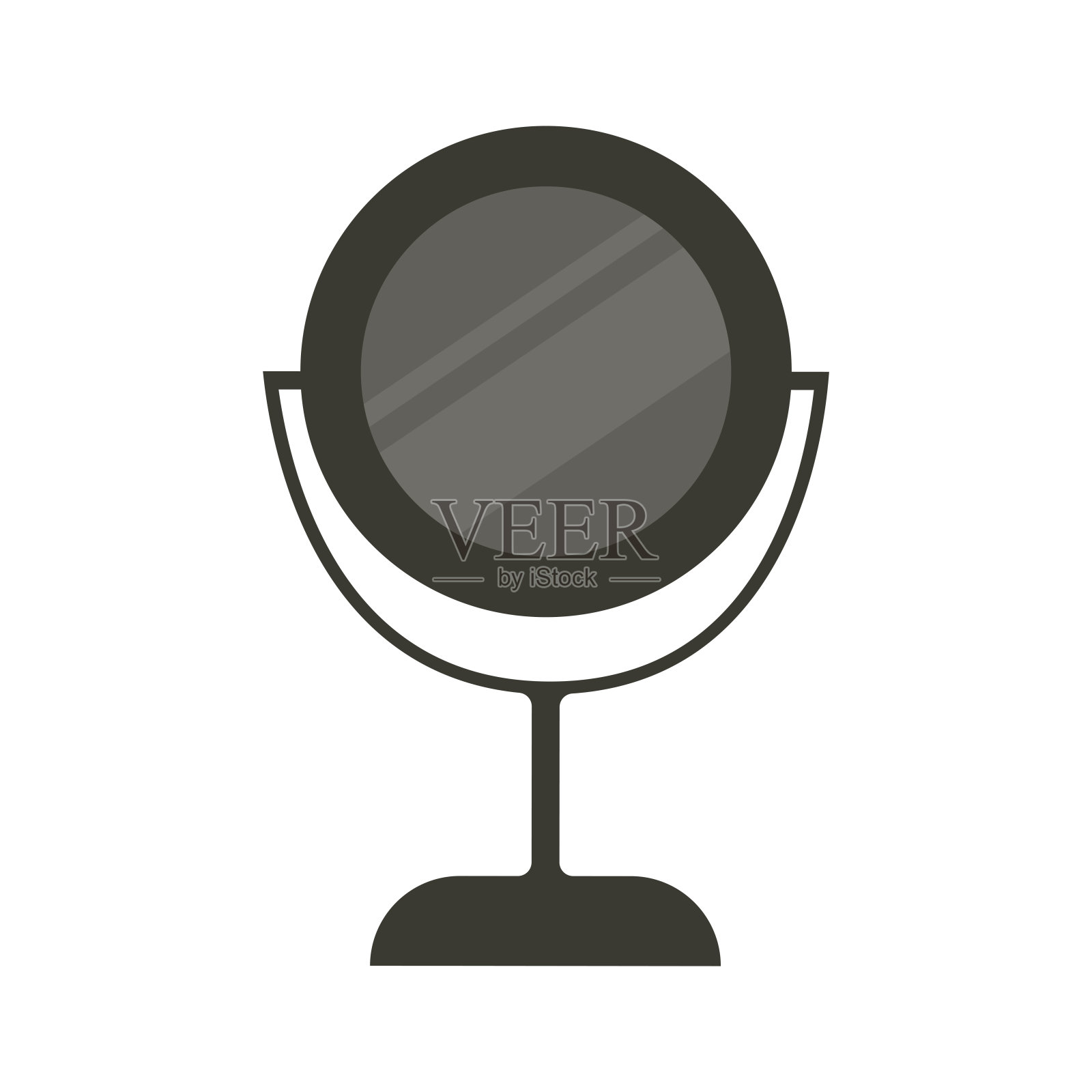 镜子在白色背景上的平面轮廓。插画图片素材