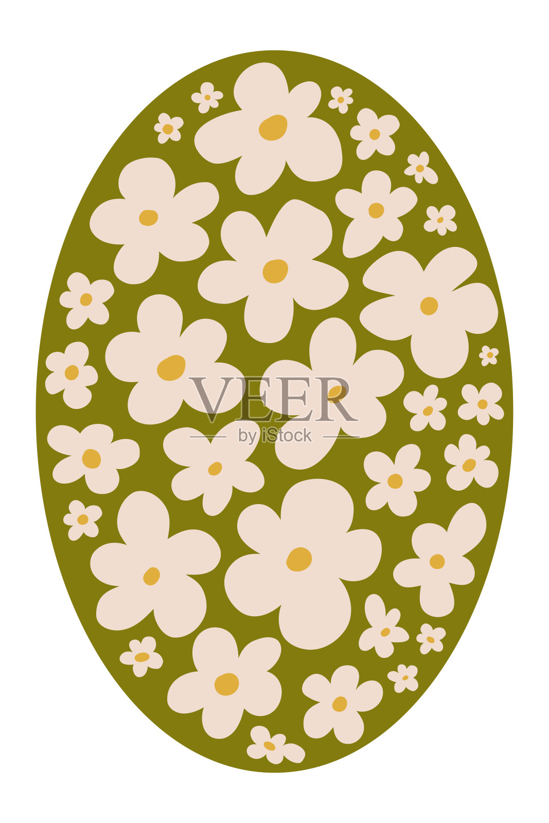 抽象雏菊花海报在groovy迷幻时髦的风格。有机形状美学墙艺术在时尚的调色板。曲线迷幻夏季花卉装饰。插画图片素材