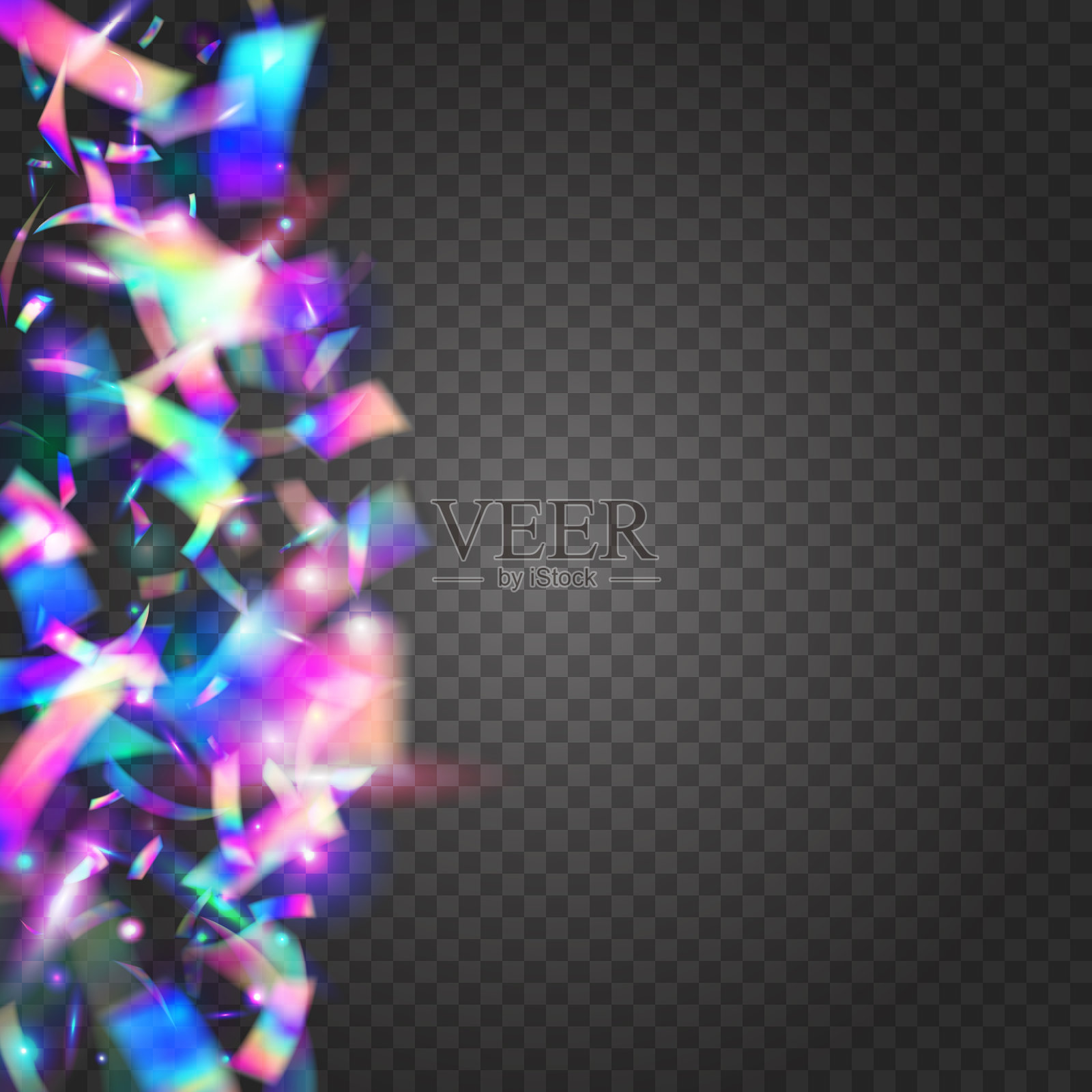 霓虹灯纹理。散景背景。紫色金属闪光。独角兽的艺术。迪斯科元素。派对庆祝模板。彩虹色的眩光。嘉年华箔。粉色霓虹质感插画图片素材