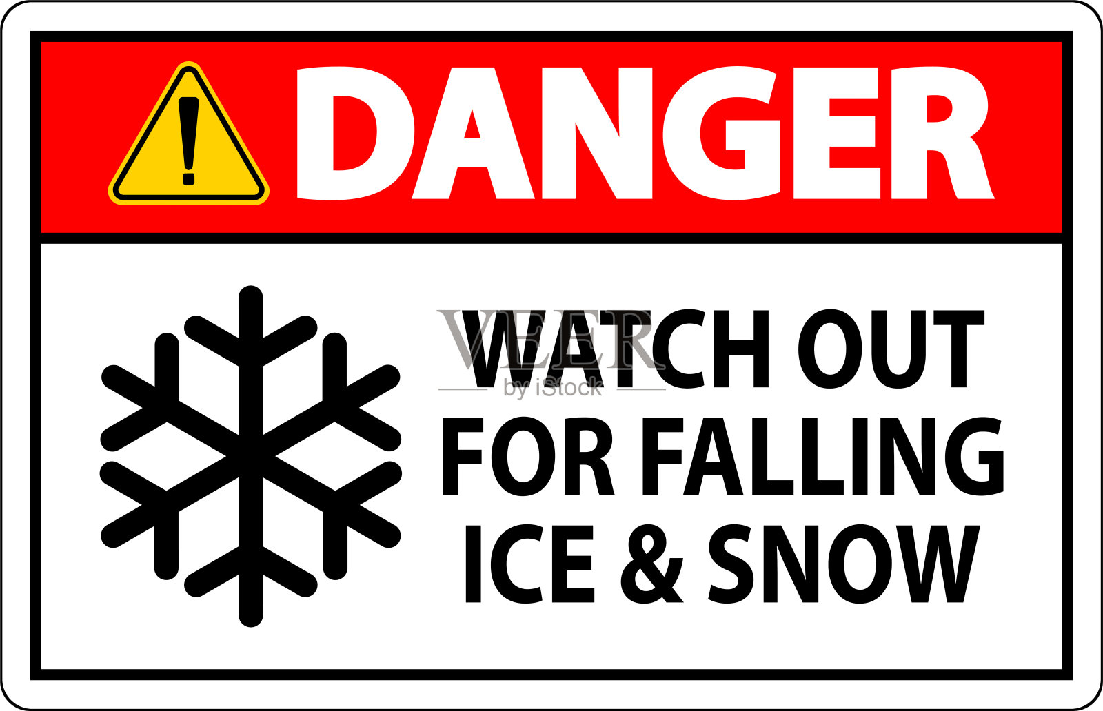 危险标志小心落下的冰雪插画图片素材