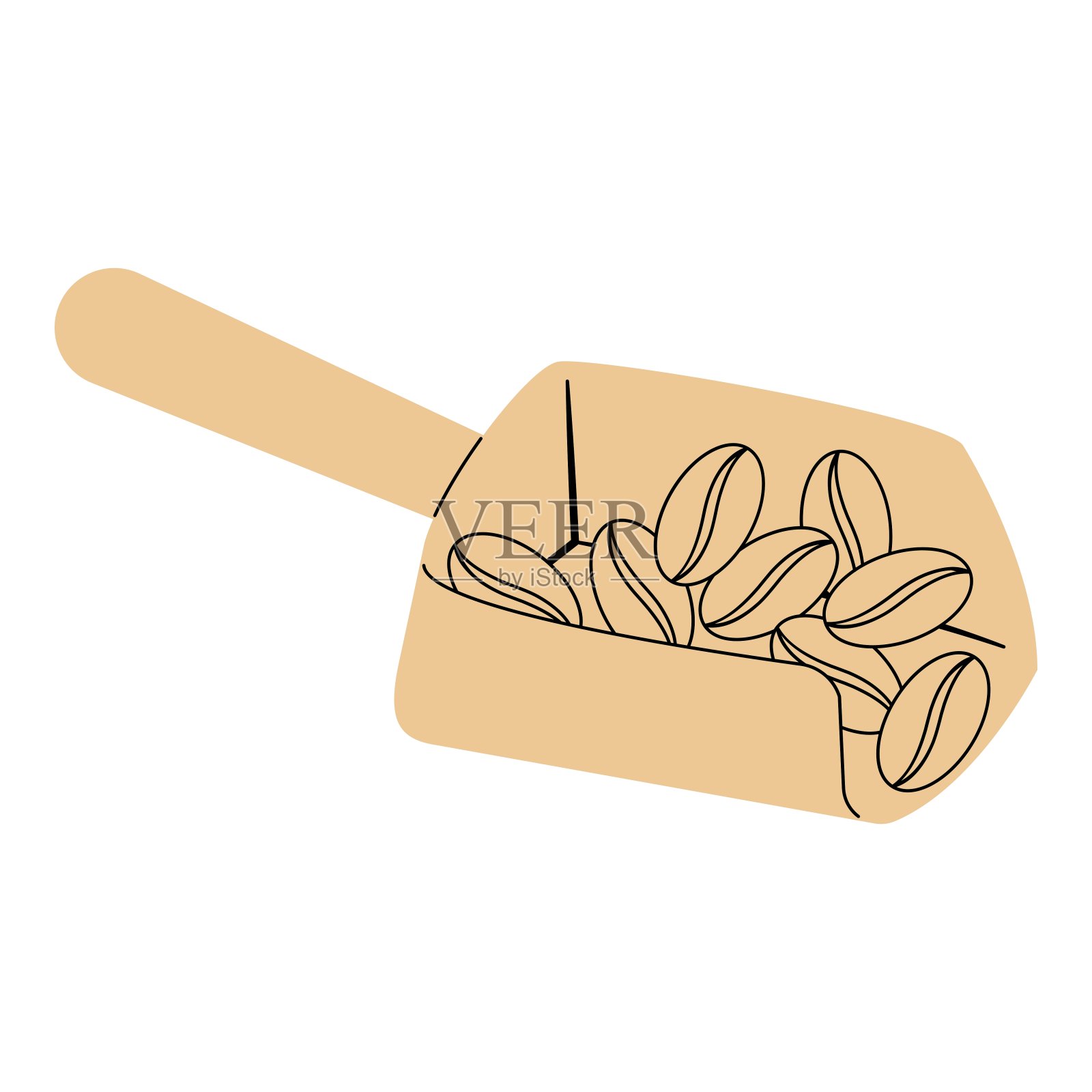 扁线咖啡勺。矢量插图与咖啡主题和平线矢量风格。插画图片素材