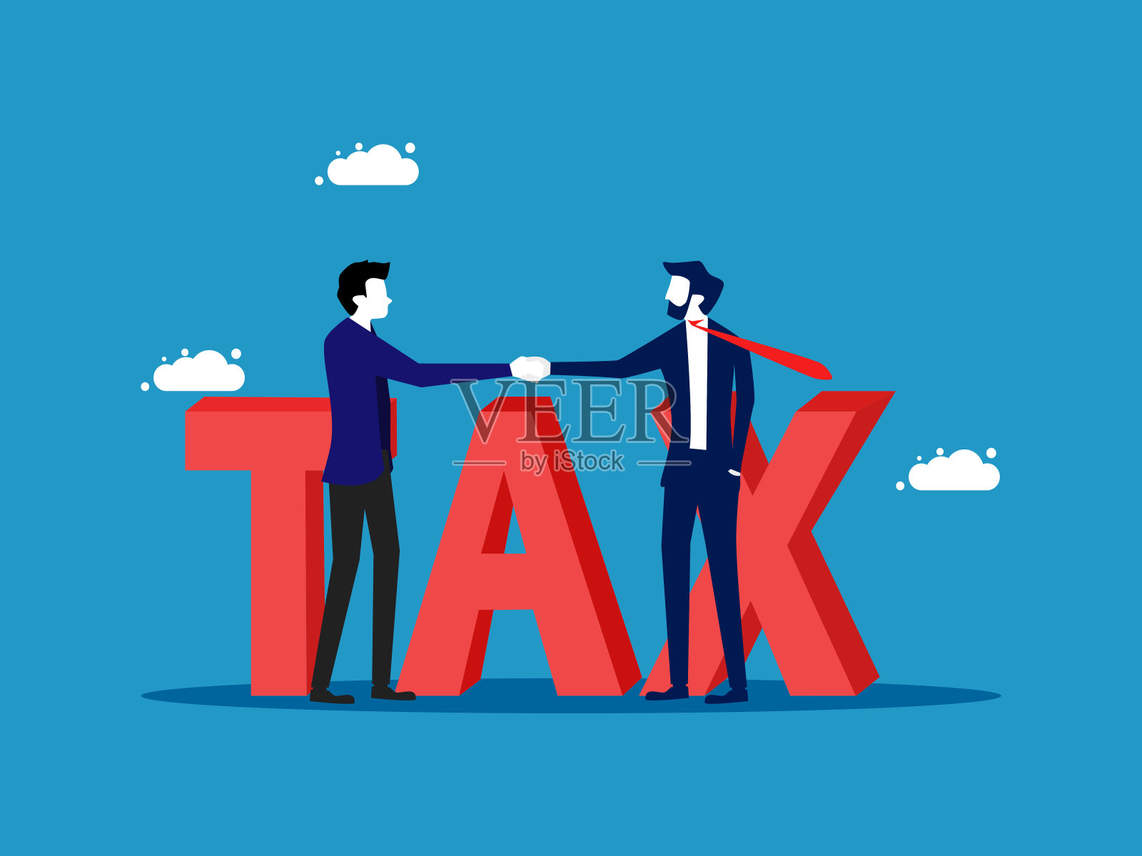 所得税。两个商人握手,就税收问题达成一致插画图片素材