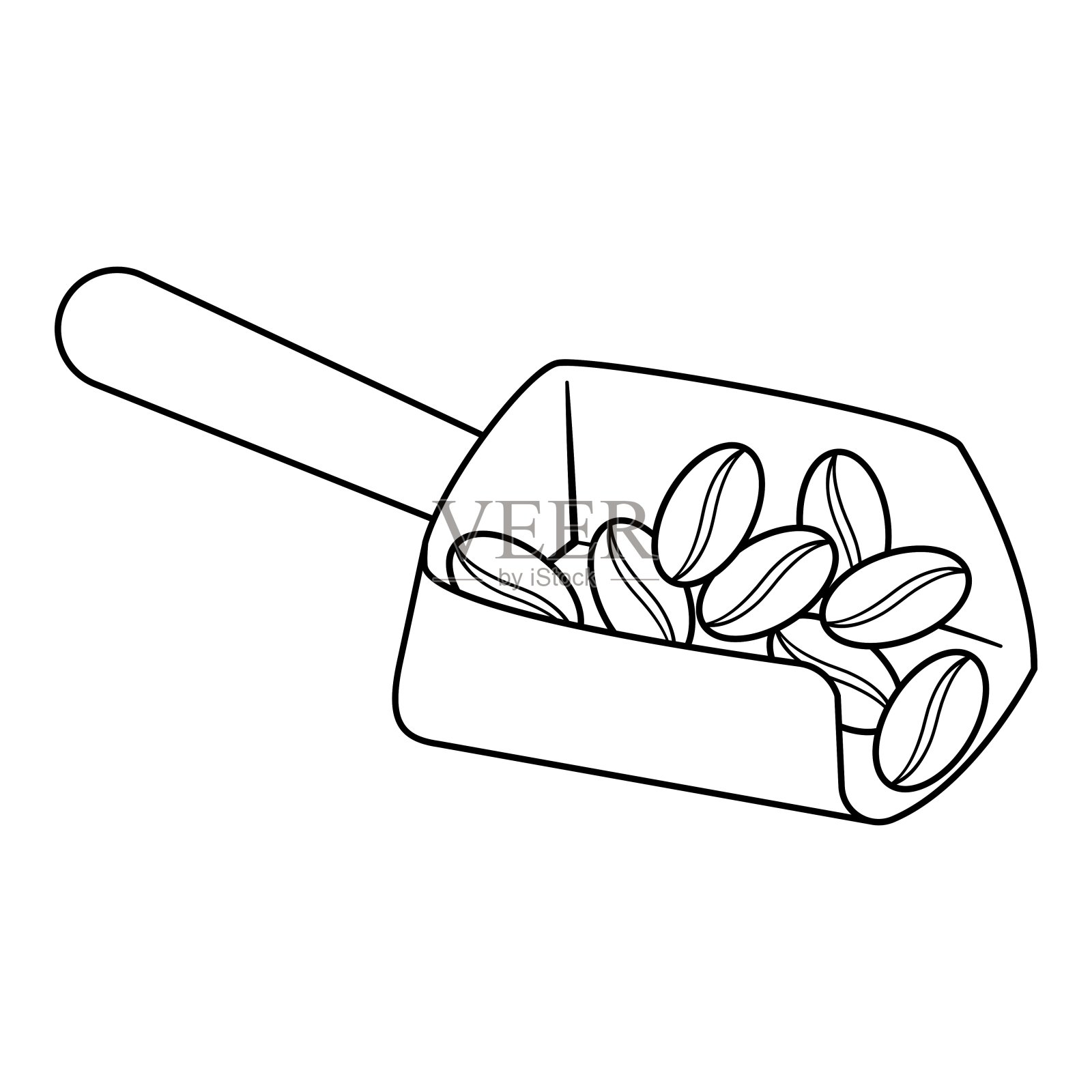 咖啡勺线条艺术。矢量插图与咖啡主题和线条艺术矢量风格。插画图片素材