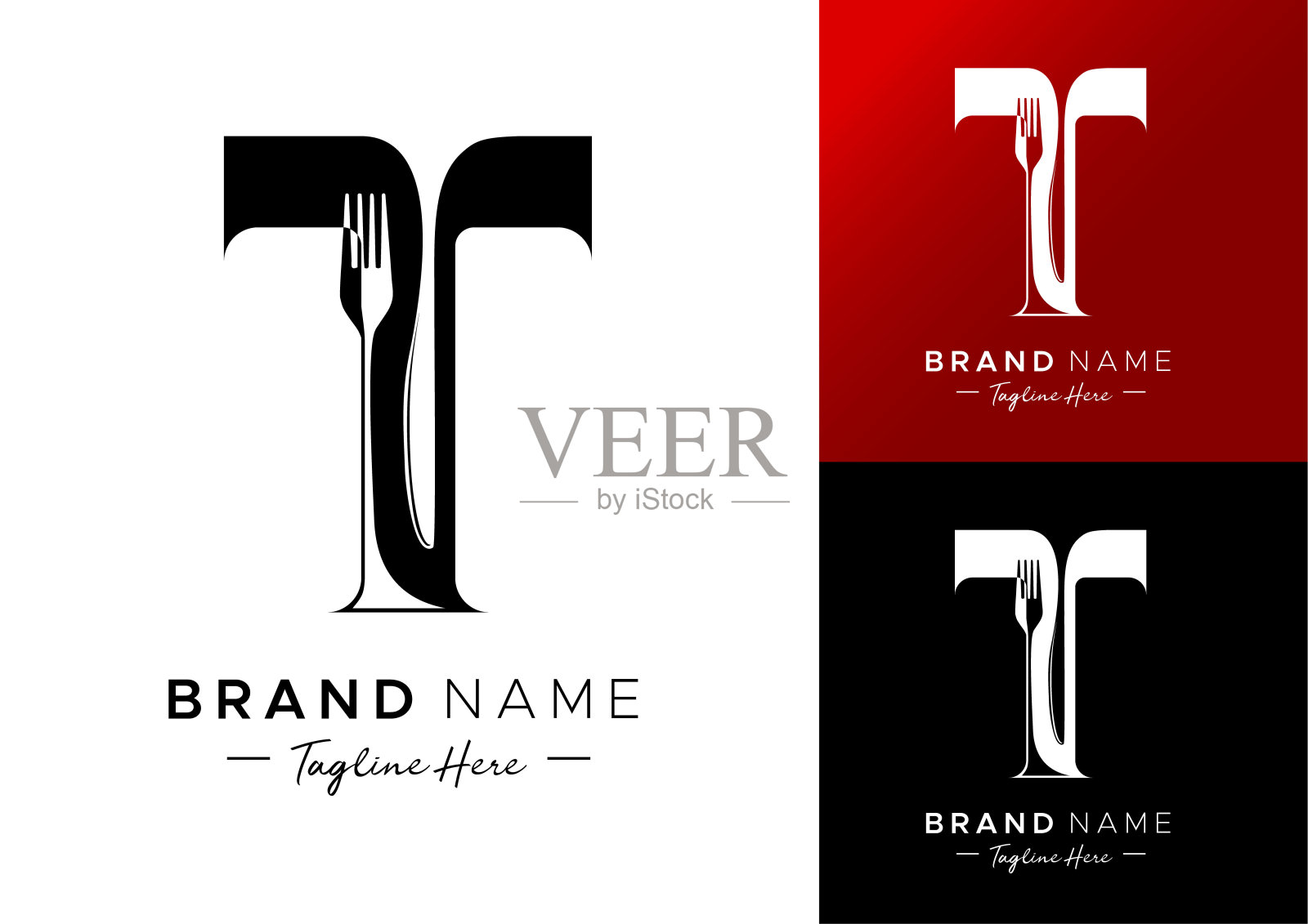 字母T食品标志设计模板插画图片素材