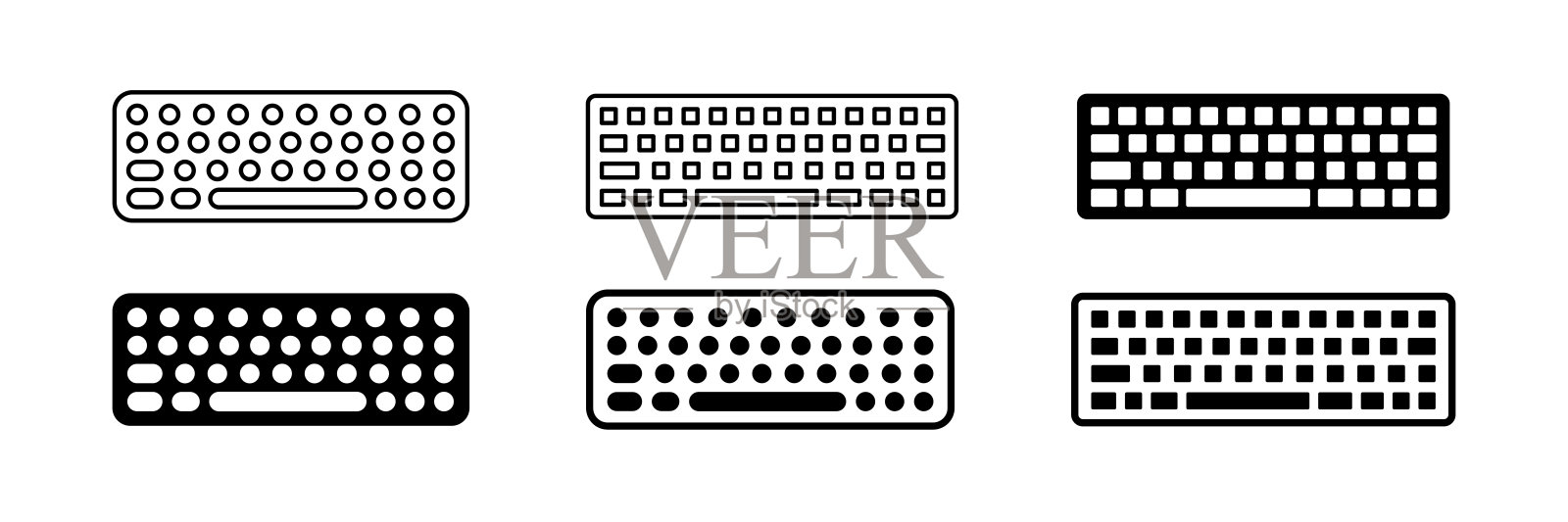 键盘图标集。电脑键盘标志。键盘布局图标插画图片素材