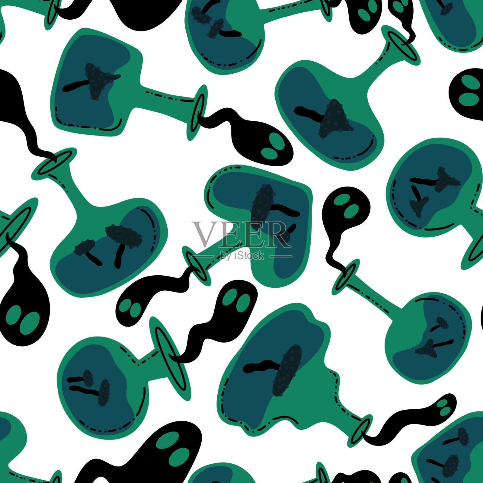 万圣节幽灵图案用于织物和纺织品及包装插画图片素材