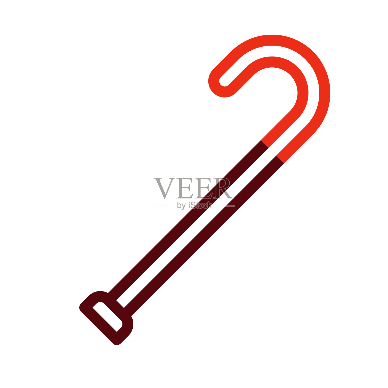 手杖矢量粗线两种颜色图标为个人和商业用途。插画图片素材