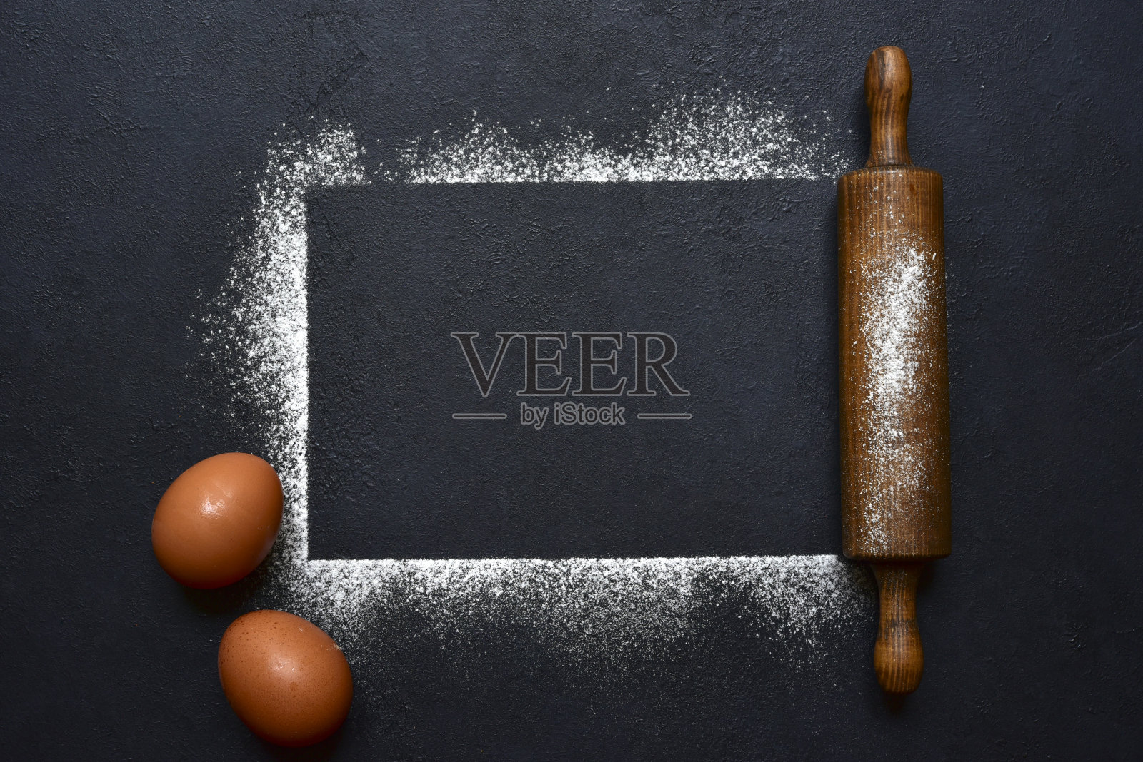 食物背景与配料烘焙。带复制空间的俯视图。照片摄影图片