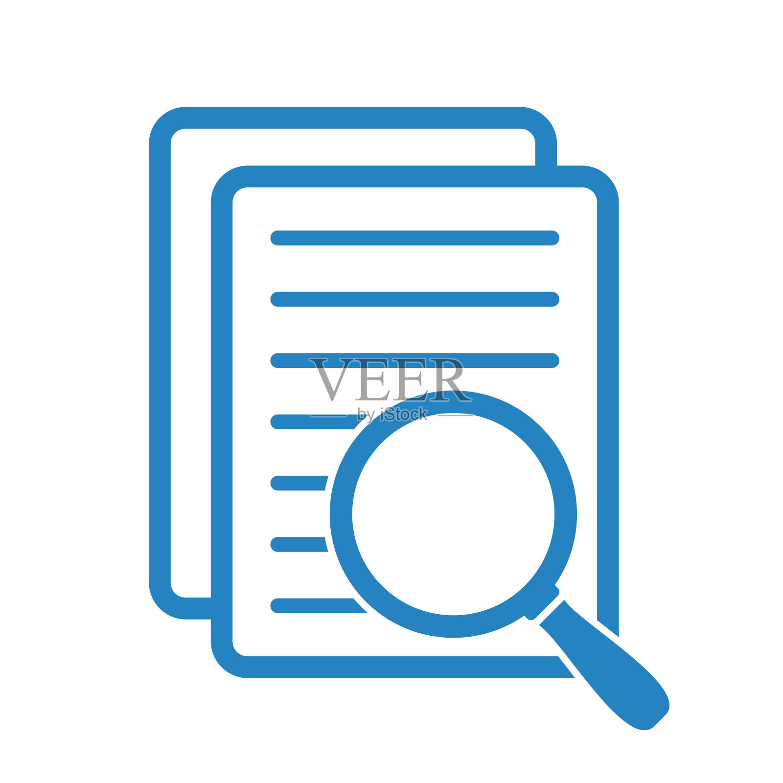 用放大镜记录文件。插画图片素材