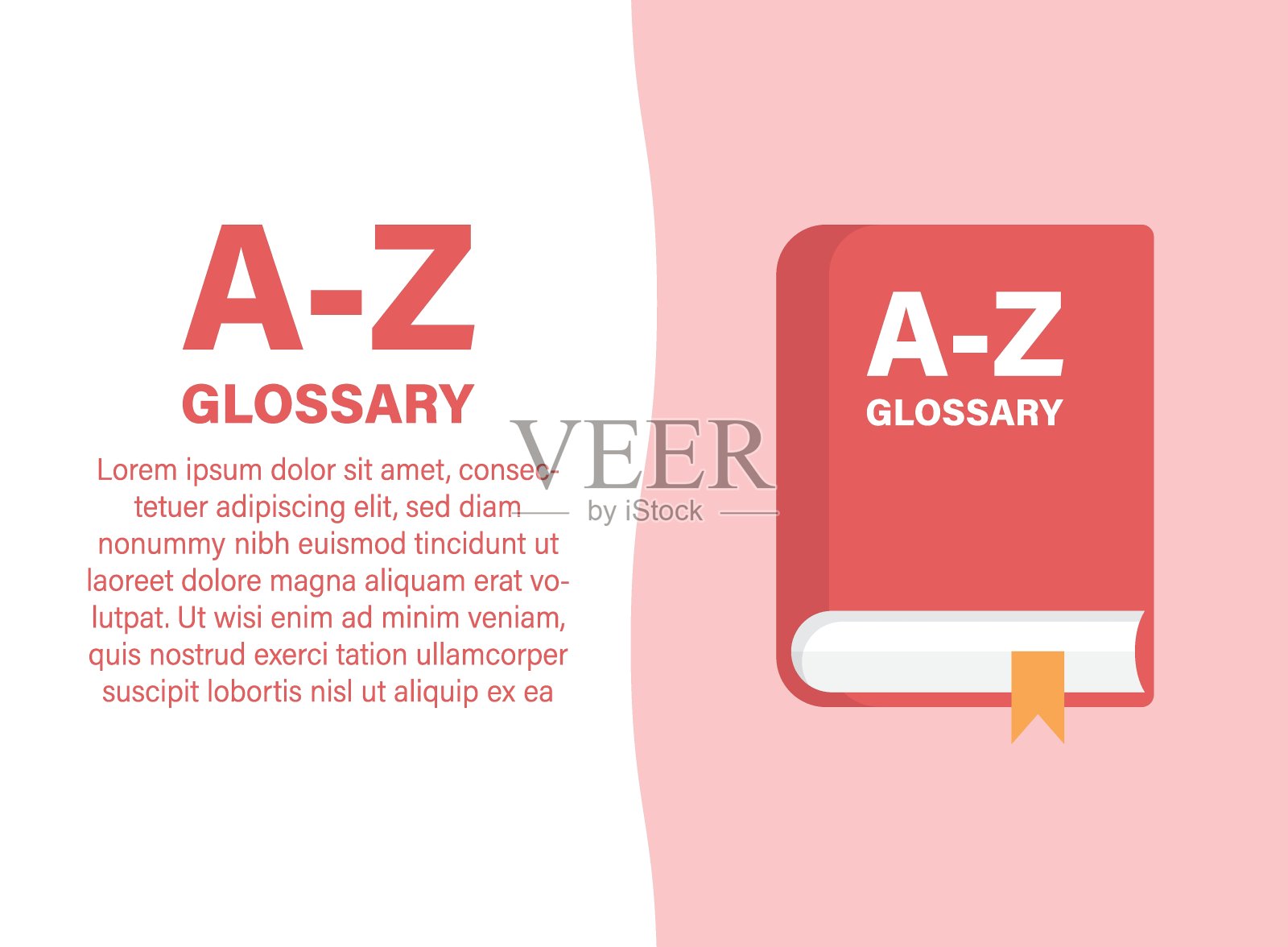 词汇书图标在平面风格。指南百科全书矢量插图孤立的背景。A-Z笔记本标牌经营理念。插画图片素材