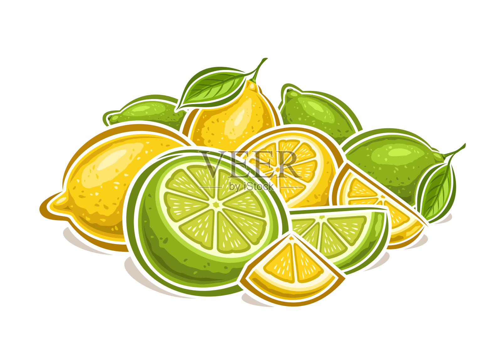 矢量标志的柠檬和酸橙插画图片素材