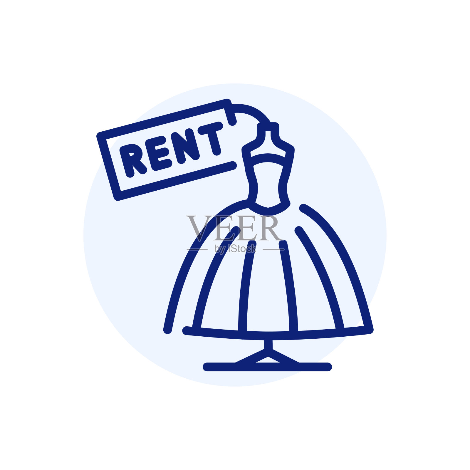 婚纱出租黑线图标。新娘的衣服。插画图片素材