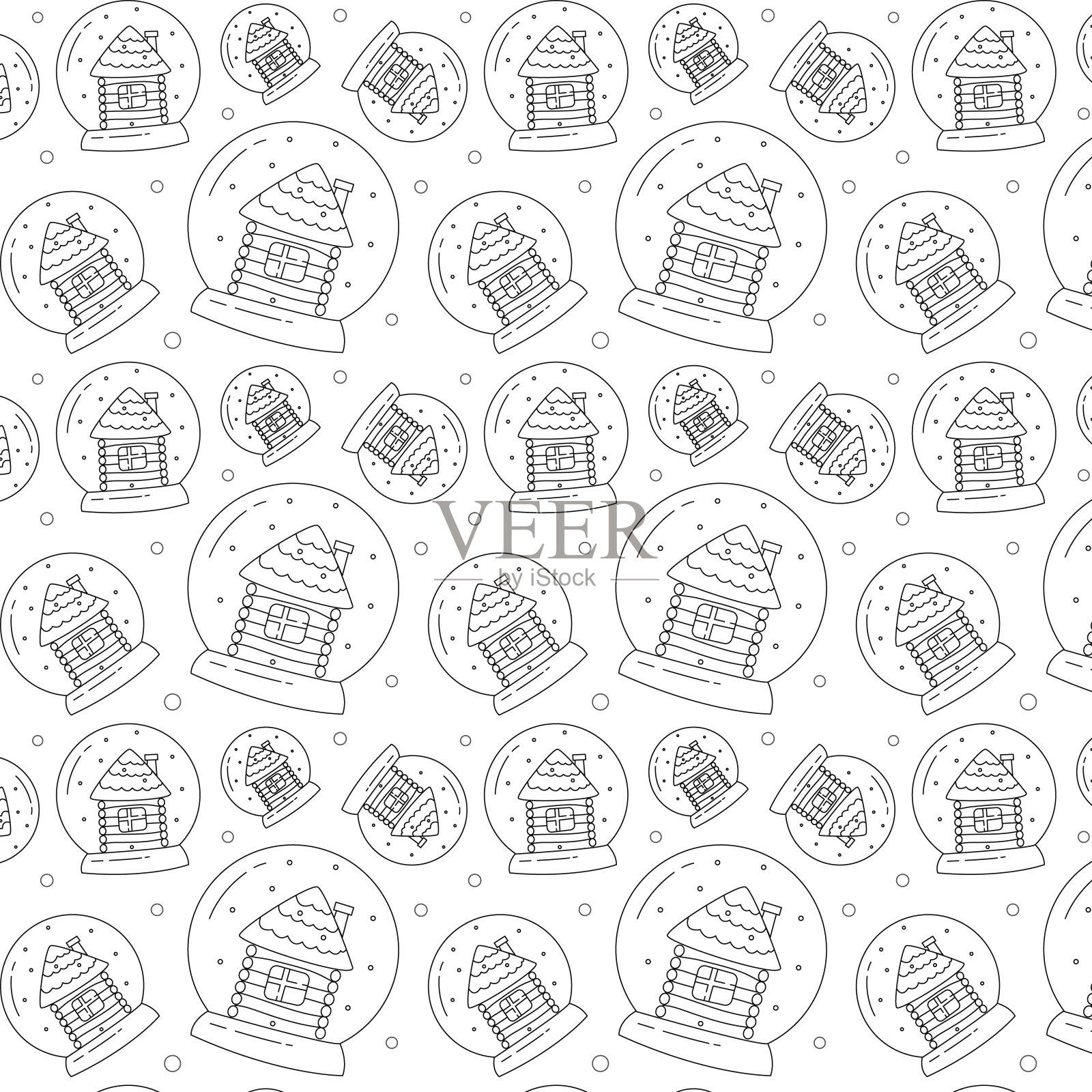 无缝图案与圣诞雪花玻璃球插画图片素材