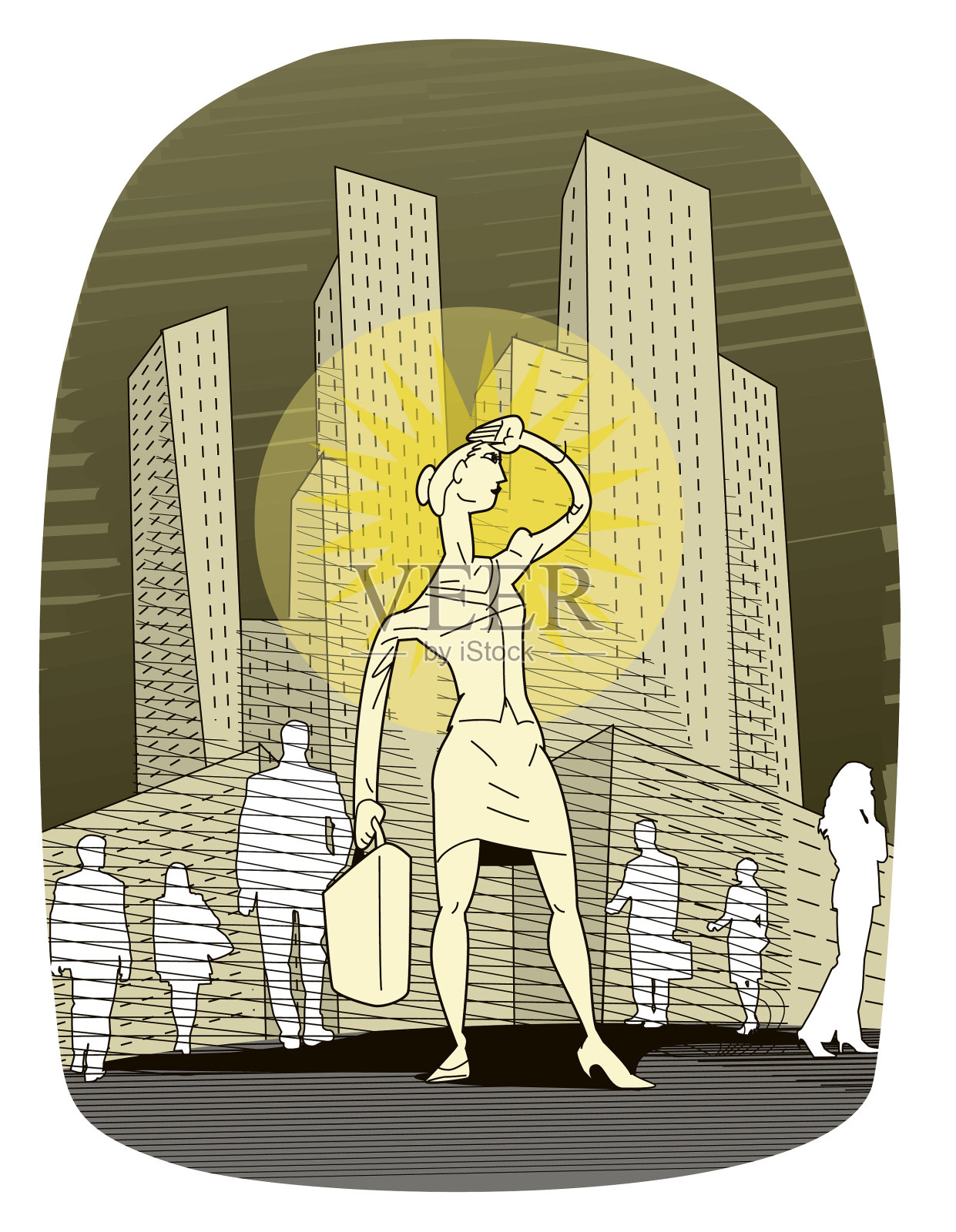 强大的女商人插画图片素材