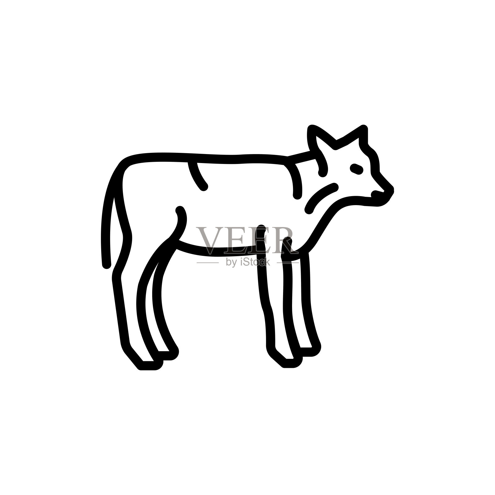 小牛动物彩色线条图标。网页的象形文字插画图片素材