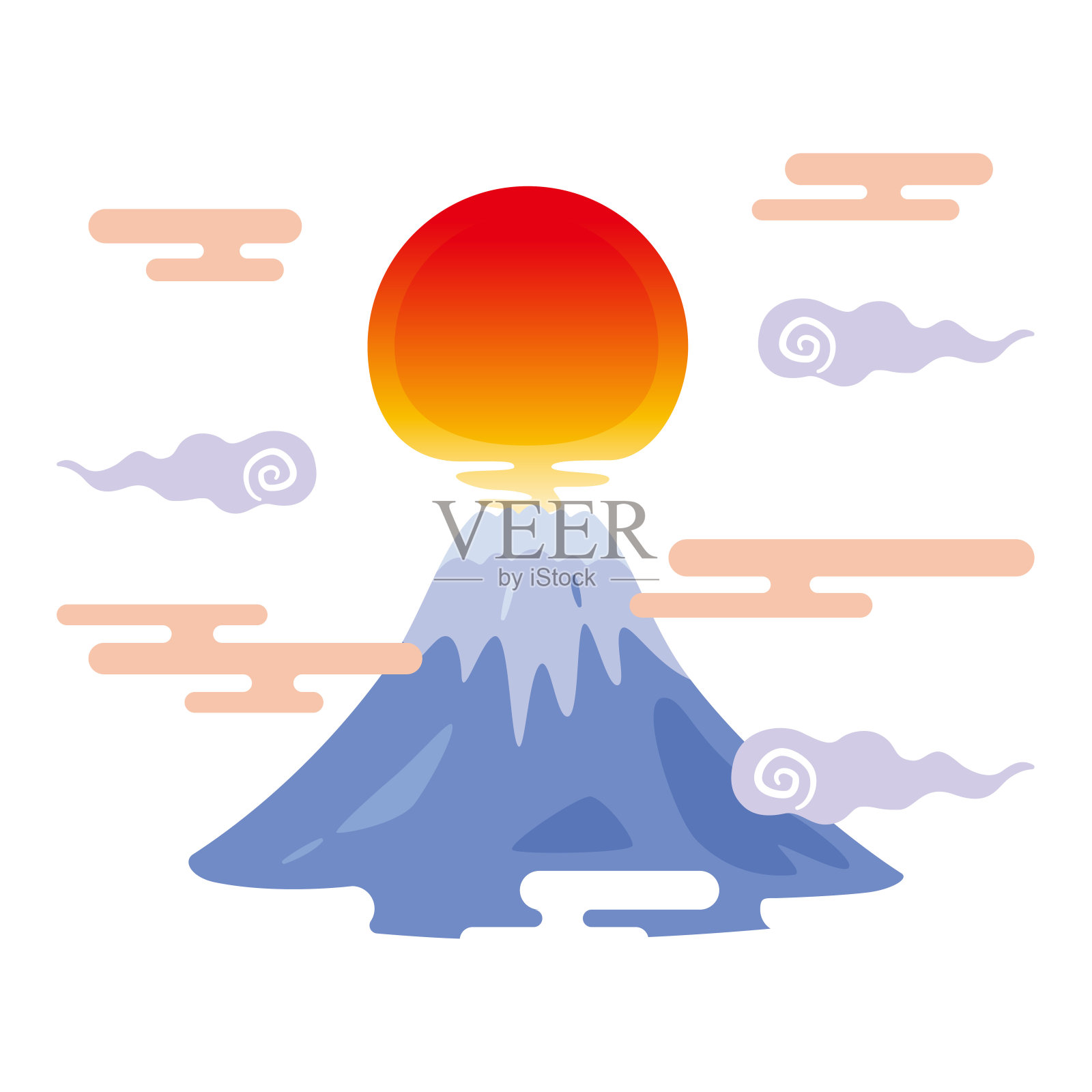 新年的第一个日出插画图片素材