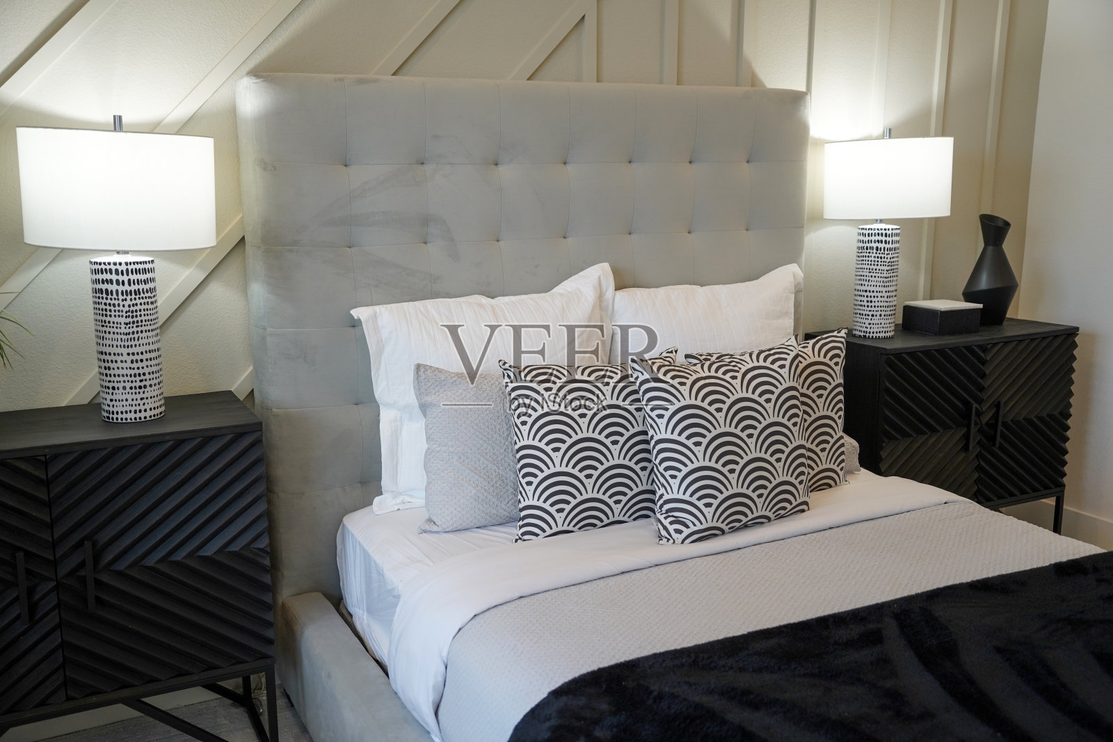 现代的卧室照片摄影图片