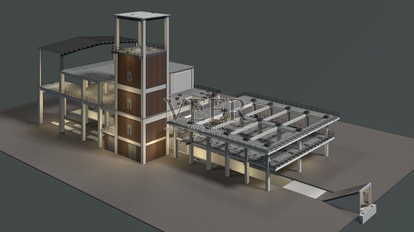工业建筑的三维插图照片摄影图片