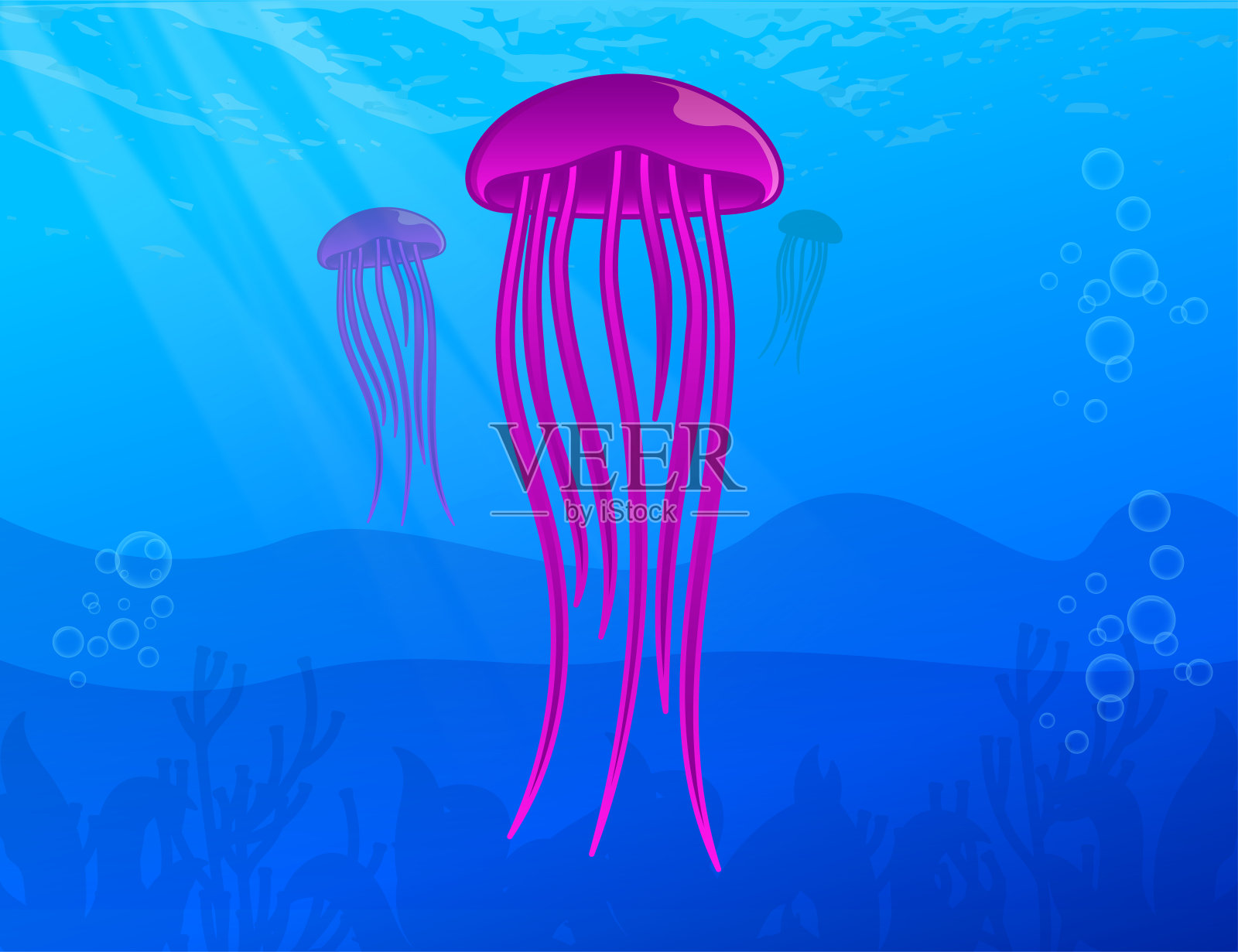 海里的水母。插画图片素材