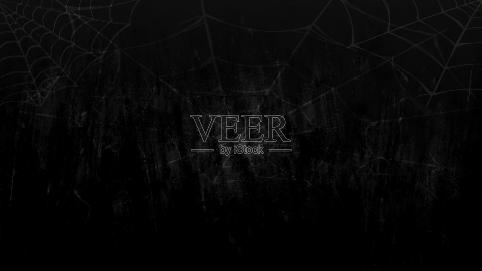 恐怖午夜看背景空白阴森的暗灰色黑色褪色的蜘蛛网或蛛网在万圣节主题纹理质朴的刮花墙纸或背景在褪色的颜色插画图片素材