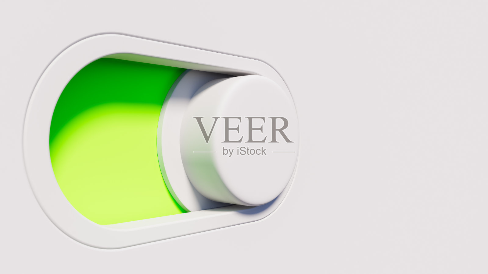 圆形开关带绿色区域,在打开或活动标志,科技和能源主题,水平形象照片摄影图片