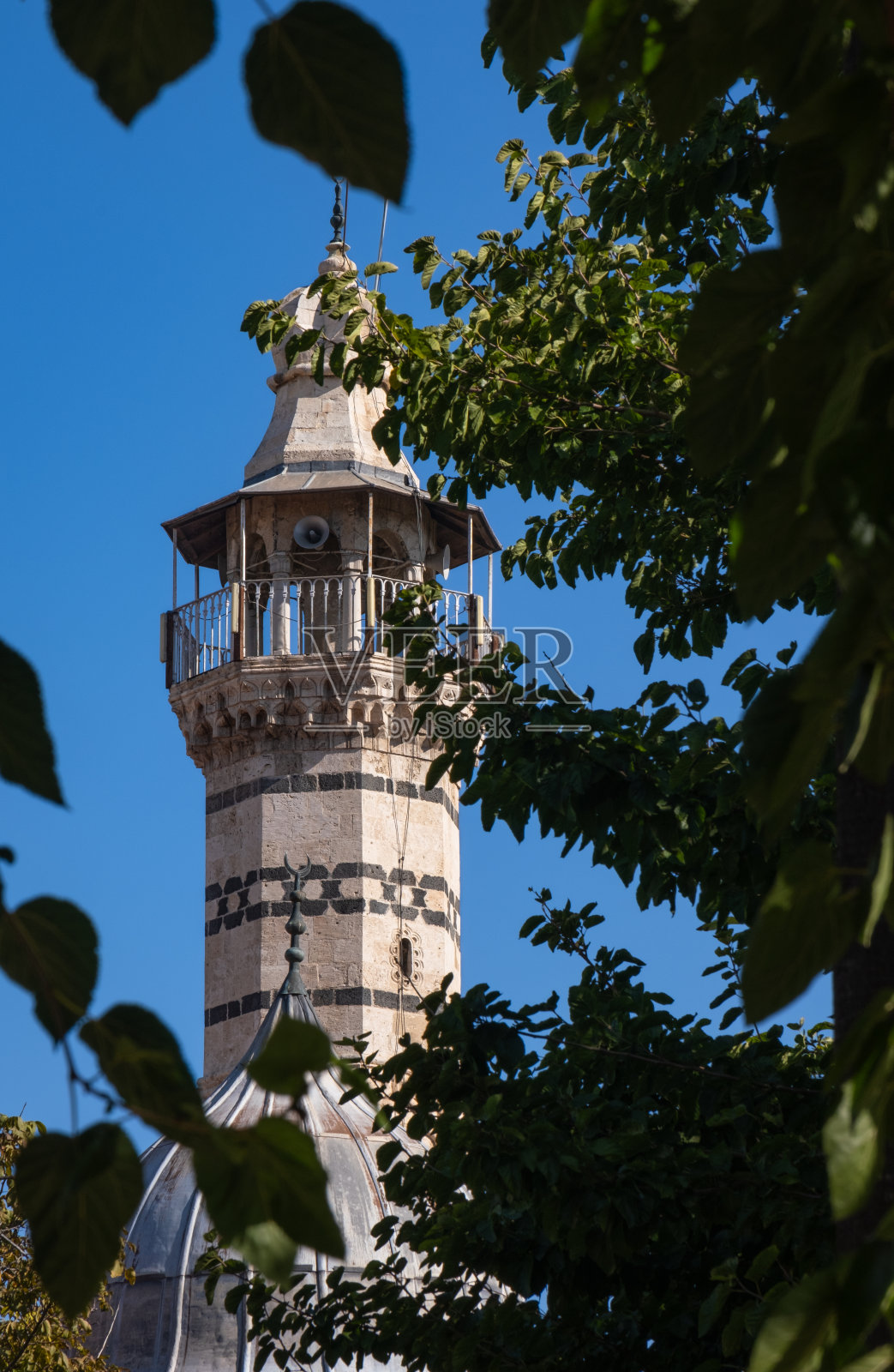 ulucami。大清真寺和历史尖塔。在树林里。亚达那,土耳其。照片摄影图片