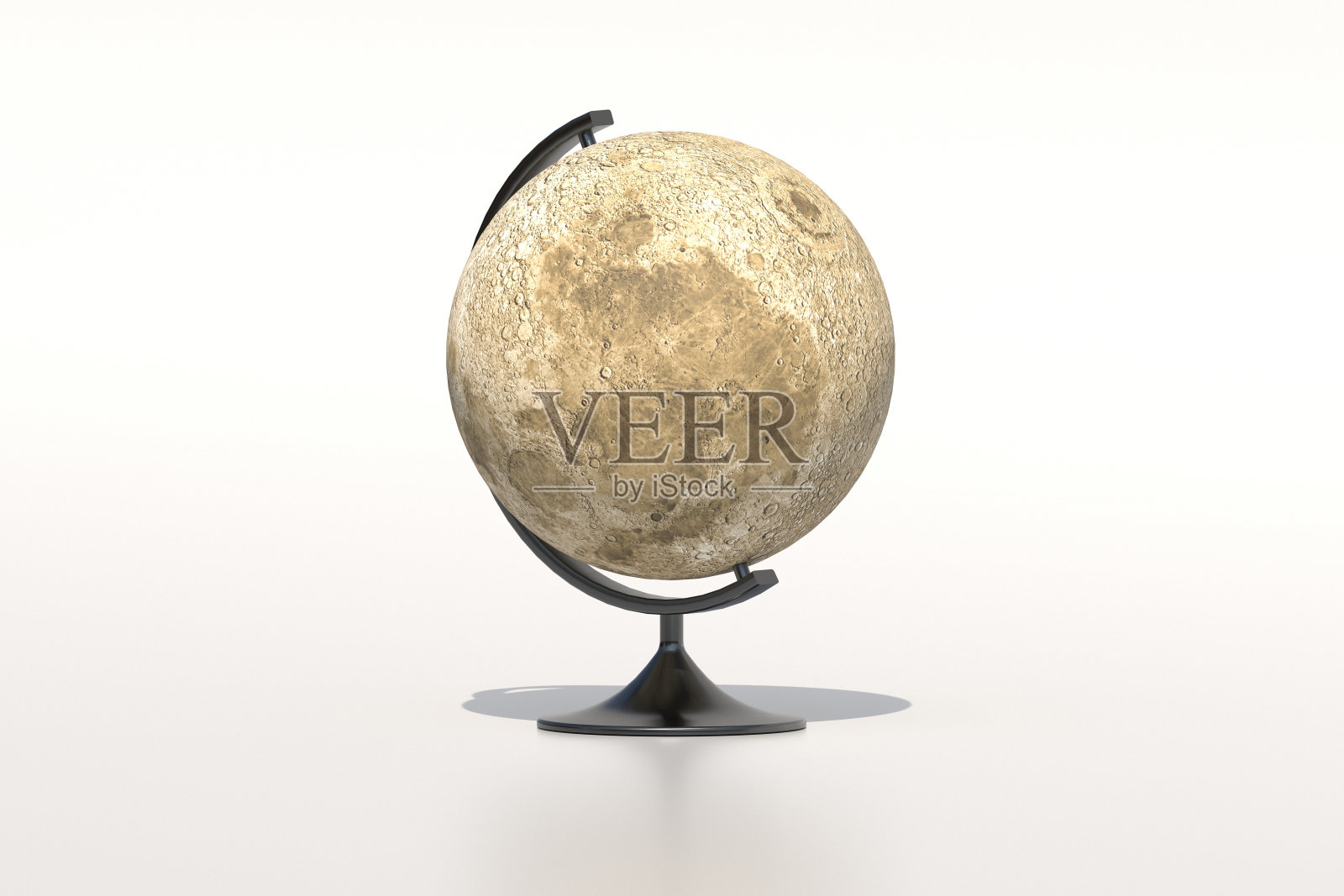 3D渲染-月亮地球仪在一个白色的背景照片摄影图片