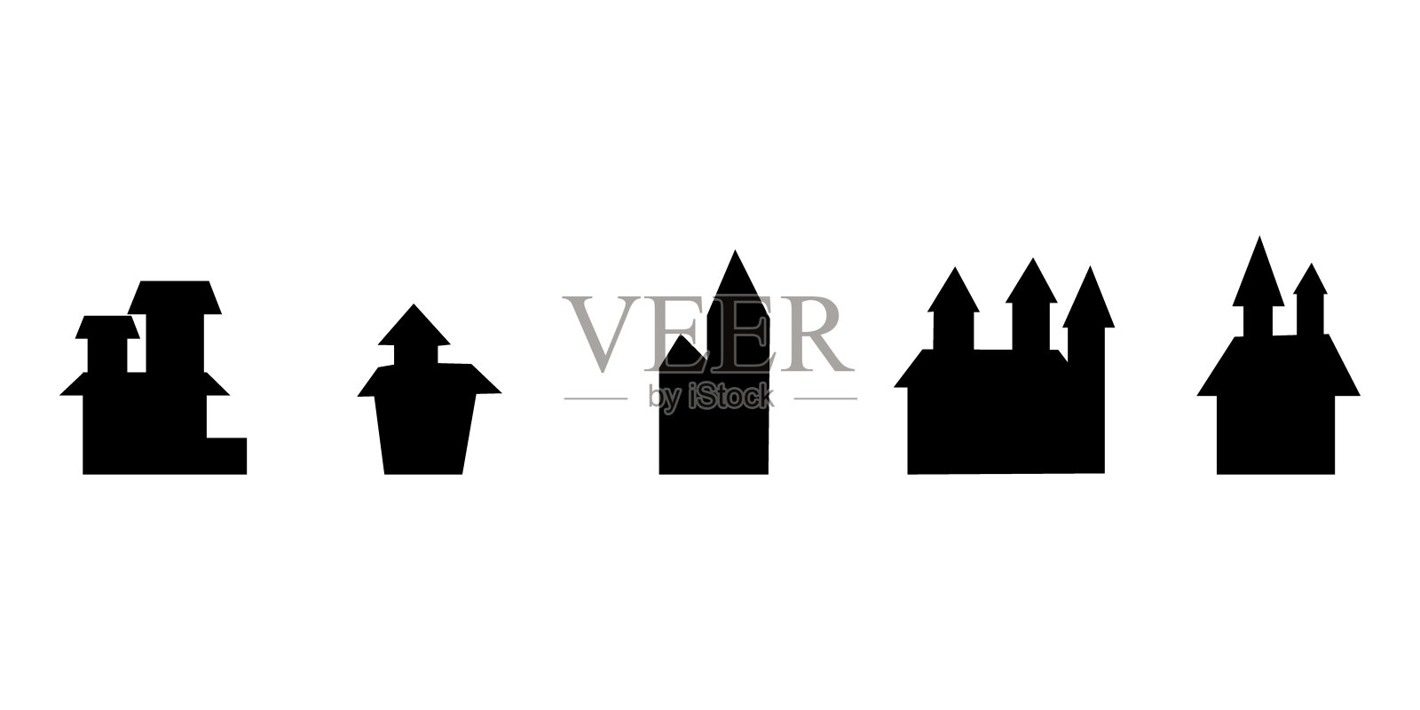 黑影万圣节屋插画图片素材