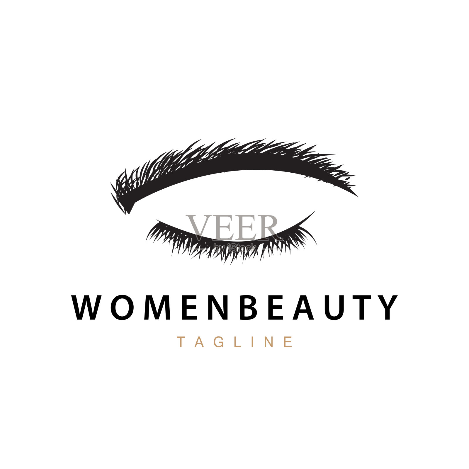 睫毛标志,女人的眼睛美容沙龙简单的设计与线模型,矢量模板图标插画图片素材