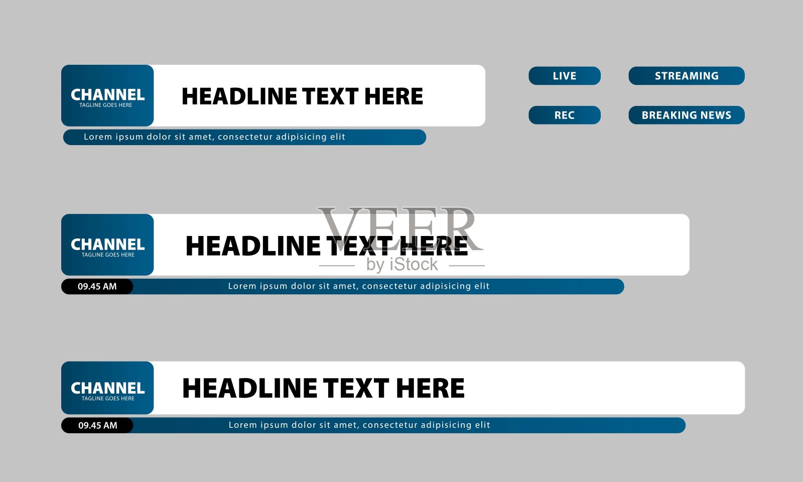 下三向量设计。一套较低的第三条模板的突发新闻,体育新闻在电视上,视频和媒体在线插画图片素材