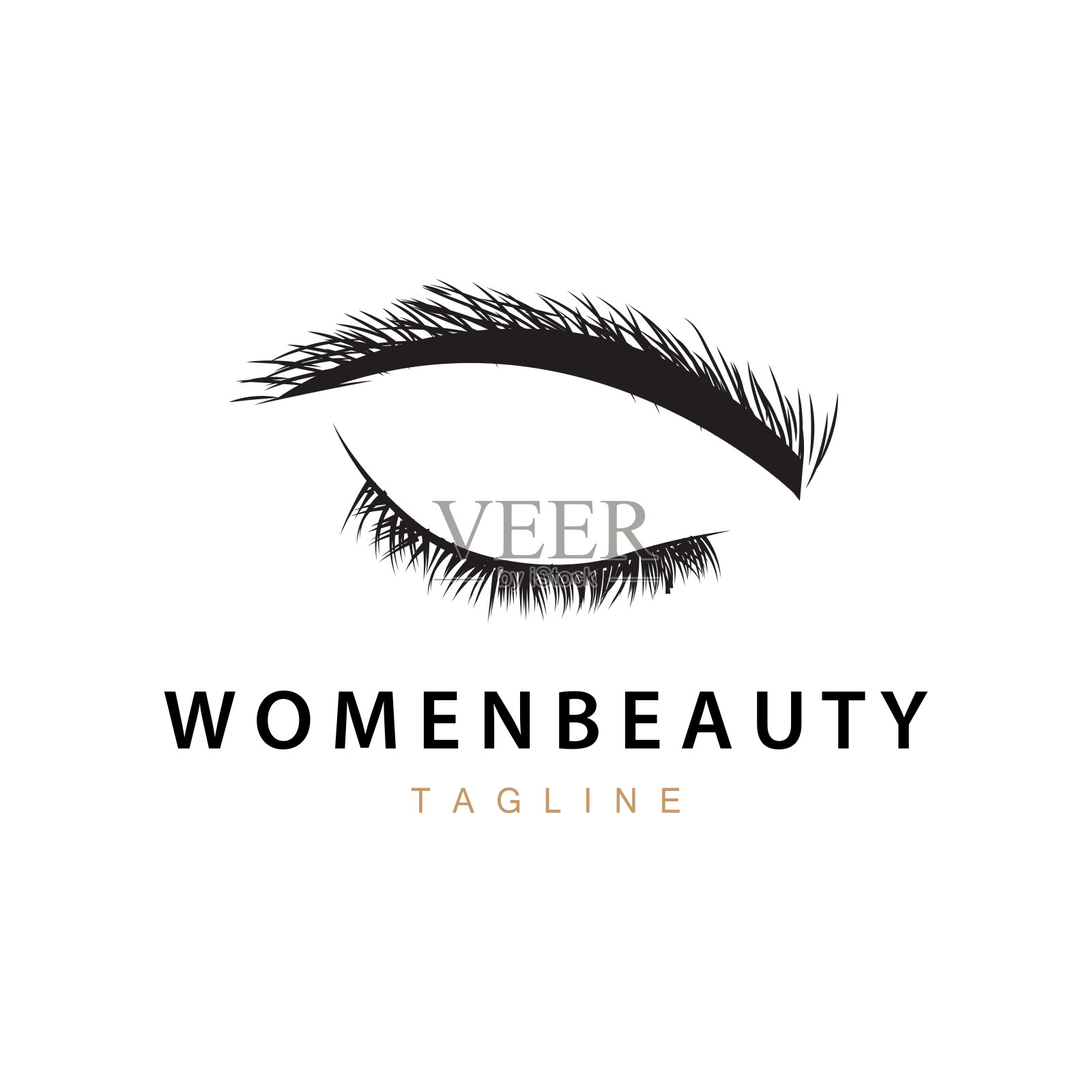 睫毛标志,女人的眼睛美容沙龙简单的设计与线模型,矢量模板图标插画图片素材