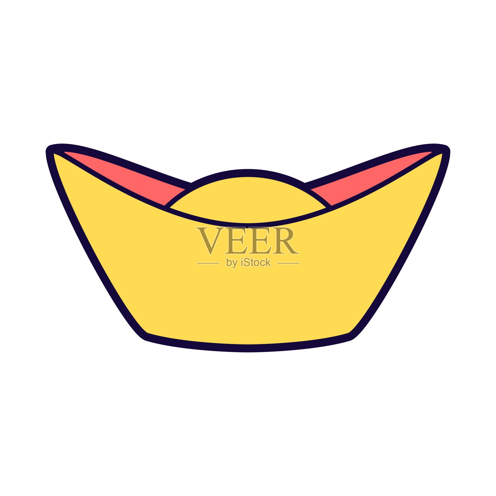 矢量中国Sycee金锭图标插图孤立插画图片素材