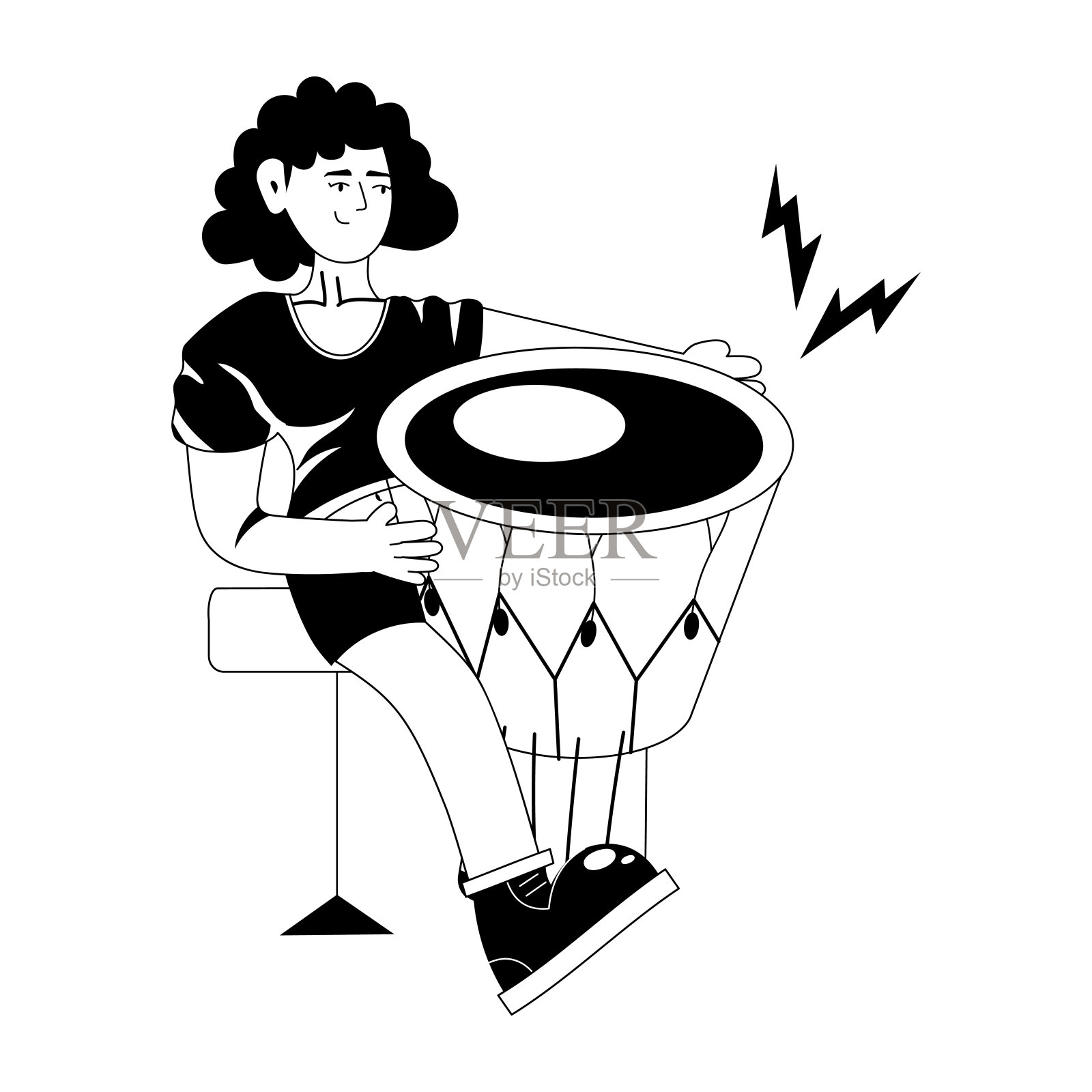 非洲手鼓的球员插画图片素材