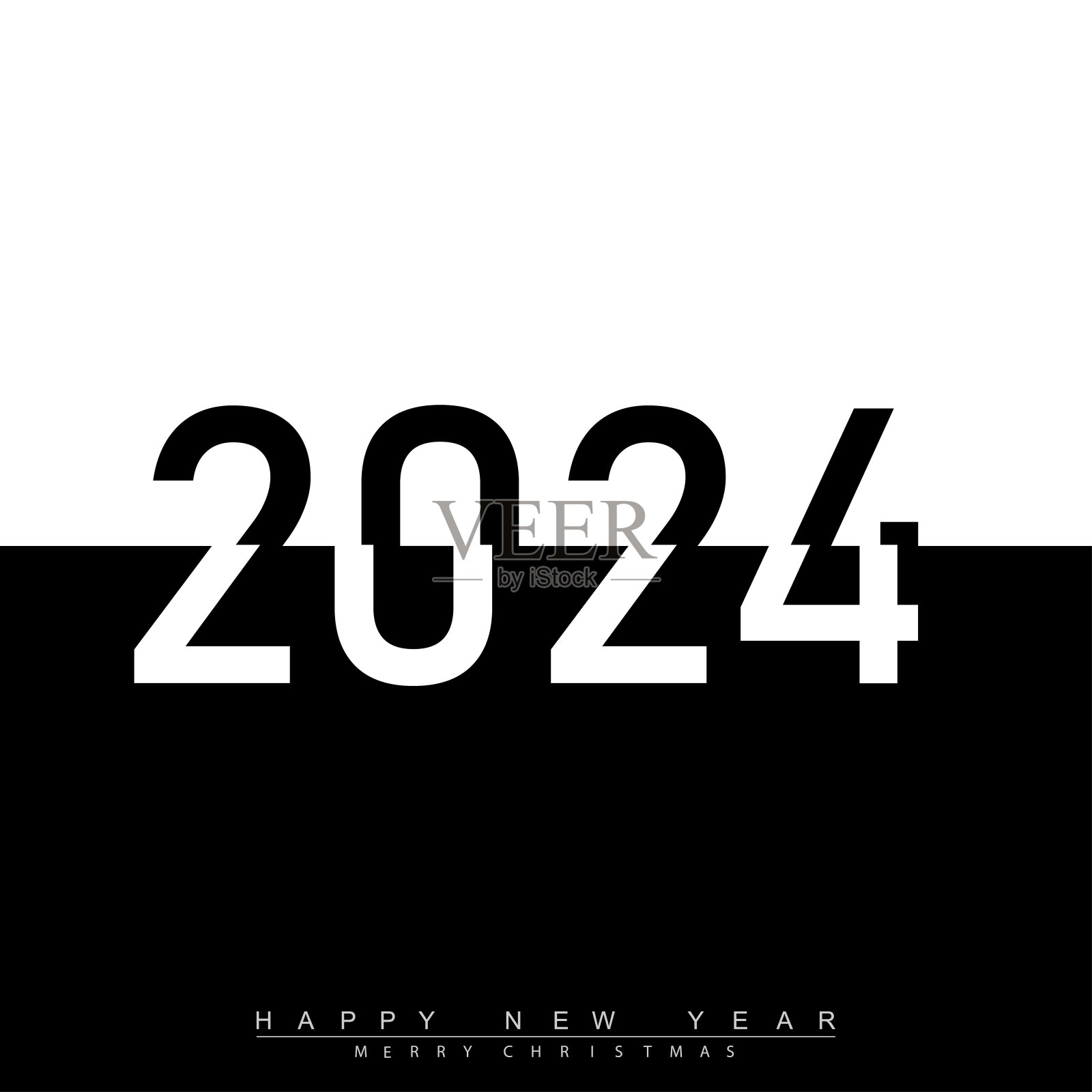 圣诞和经典的新年快乐2024设计。向量插画图片素材