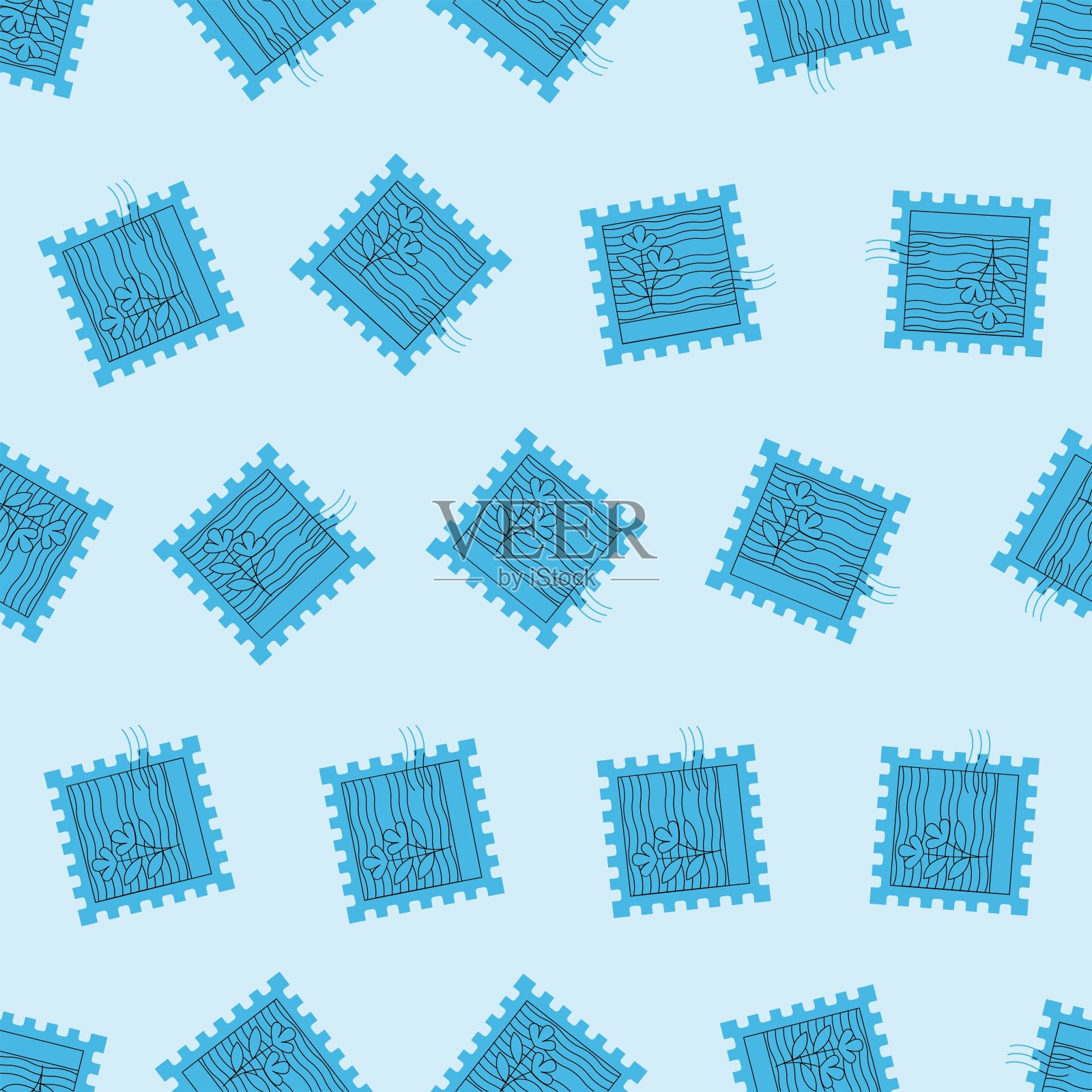 平线邮票无缝图案。适用于背景,壁纸,织物,纺织品,包装纸,印刷材料,和更多。可编辑的矢量。插画图片素材