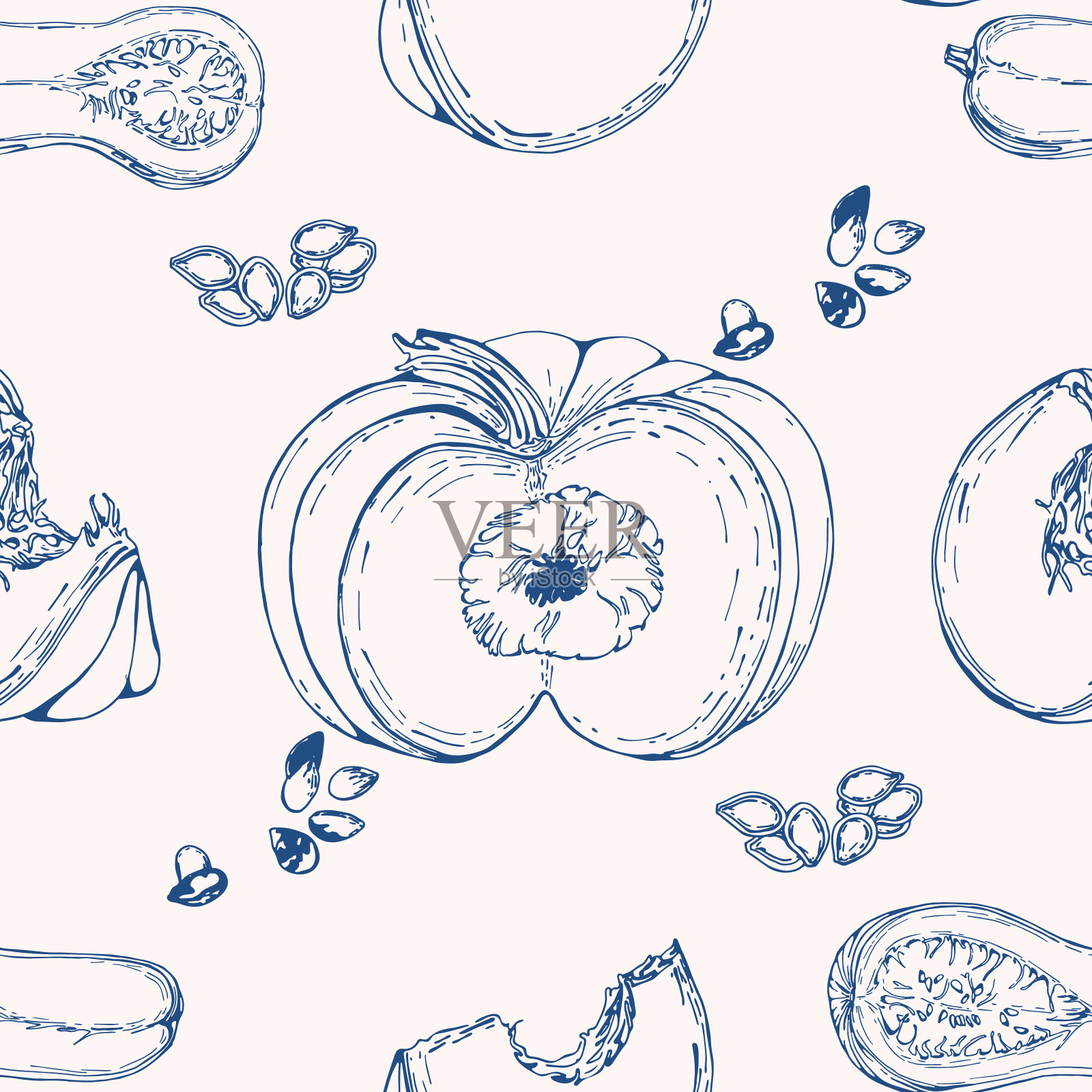 矢量无缝图案与南瓜插画图片素材